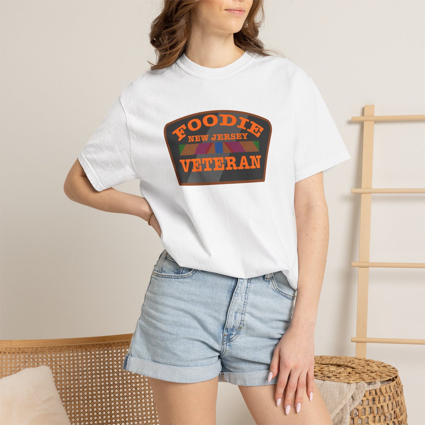 L.O.E.F Foodie Veteran NEW JERSEY Unisex Tee Shirt (Orange)
