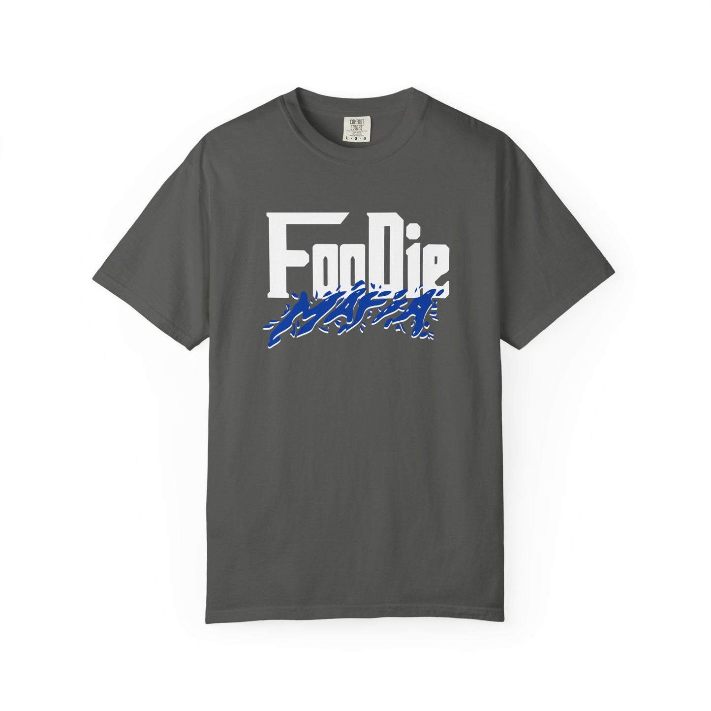L.O.E.F White Foodie Mafia Unisex Tee Shirt (Cobalt Blue)