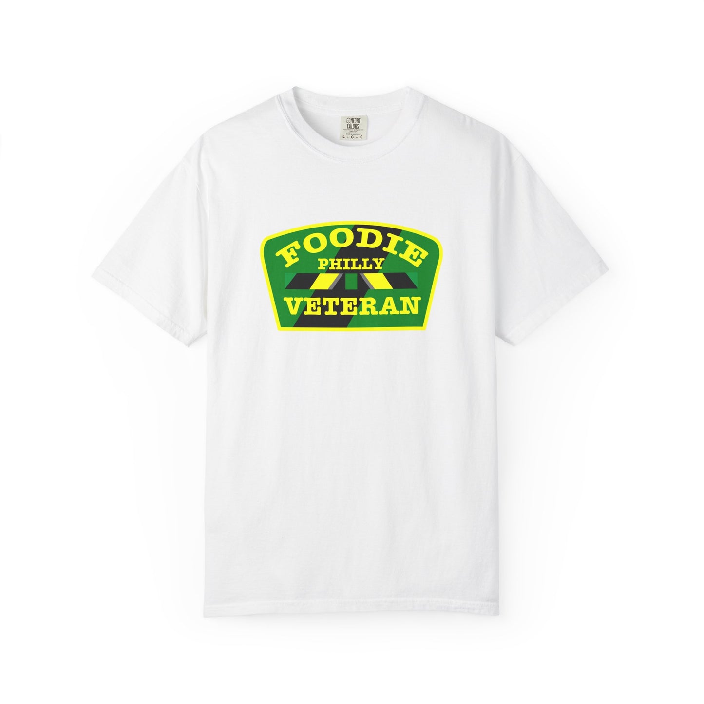 L.O.E.F Foodie Veteran PHILLY Unisex Tee Shirt (Yellow and Green)