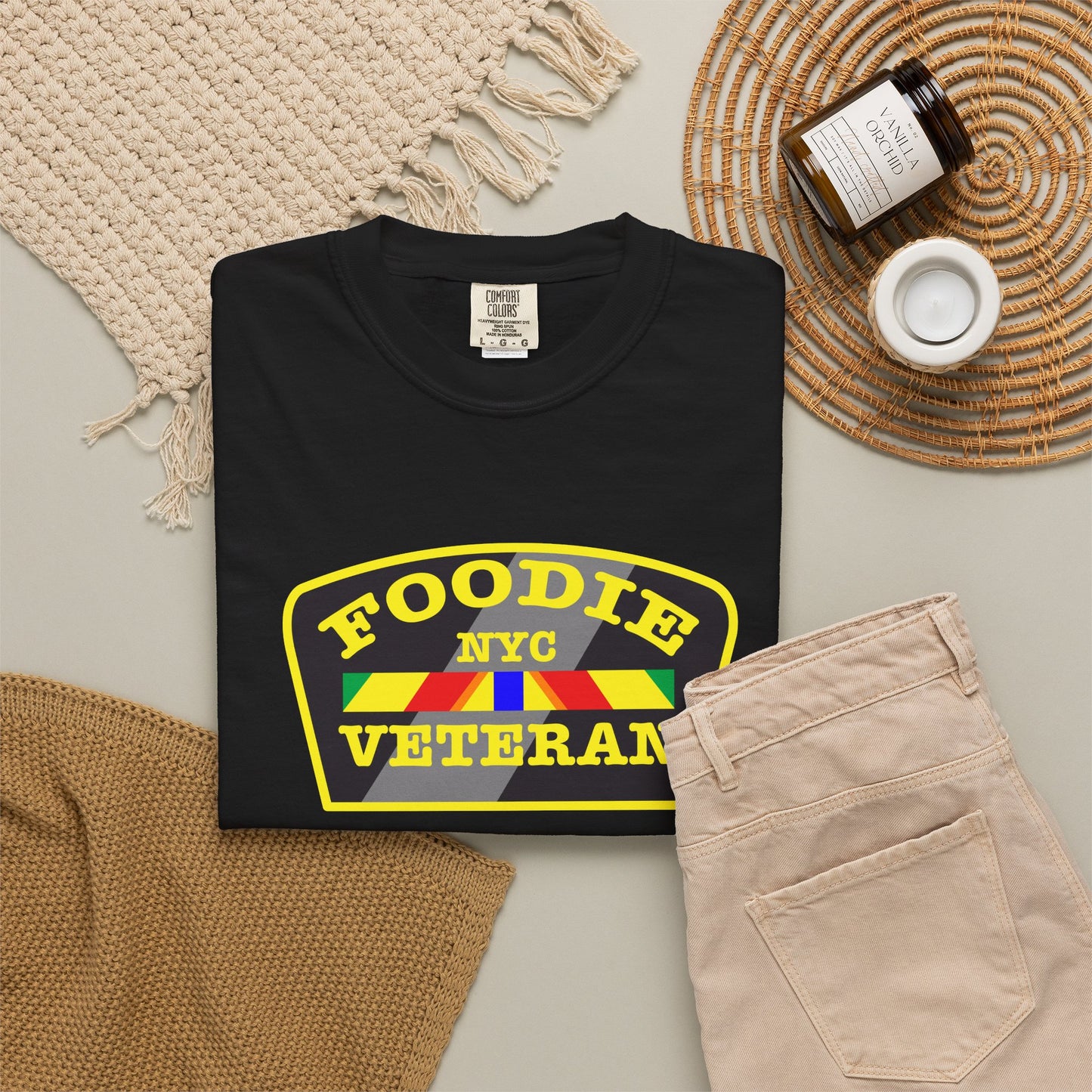 L.O.E.F Foodie Veteran NYC Unisex Tee Shirt (Yellow)