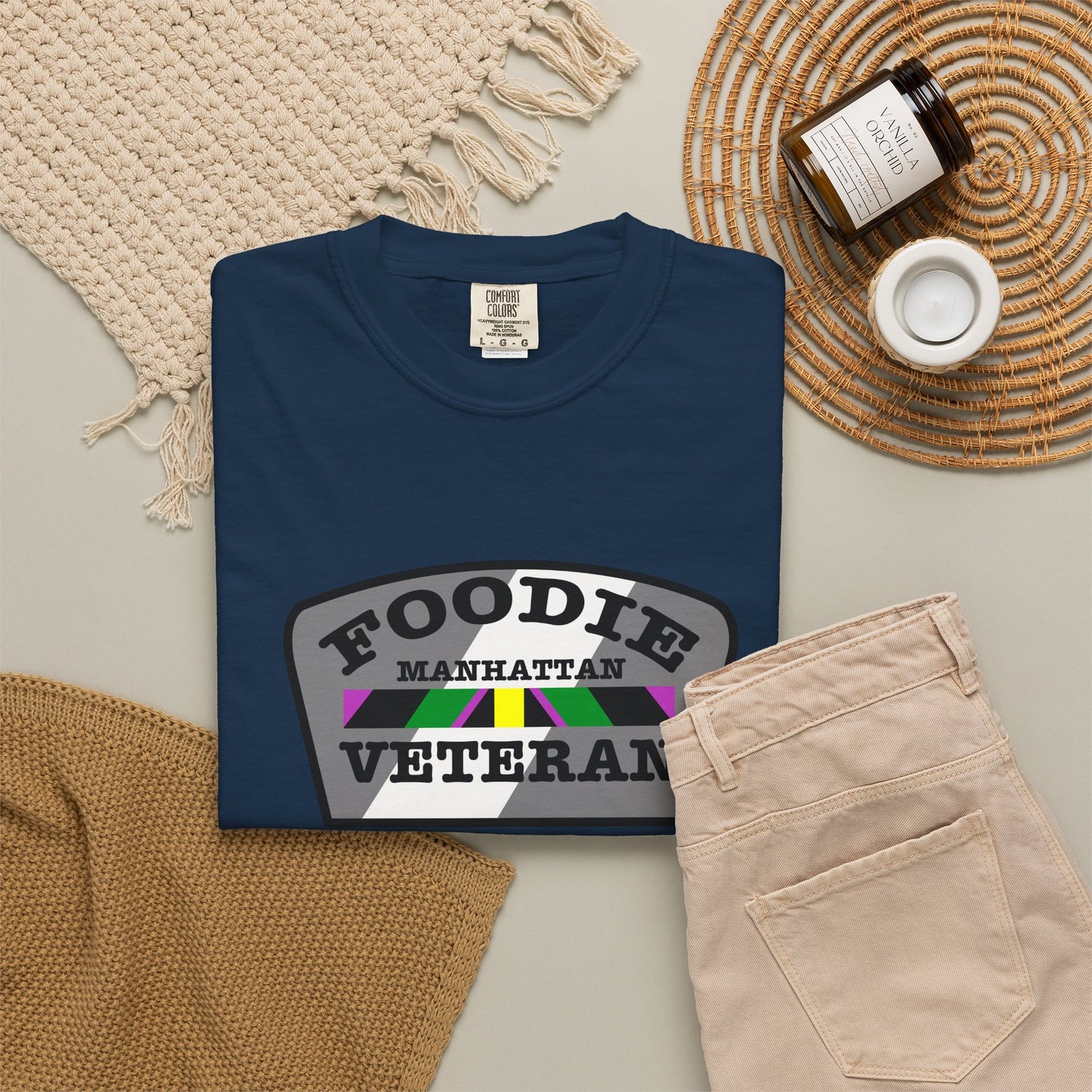 L.O.E.F Foodie Veteran Manhattan Unisex Tee Shirt (Gray)
