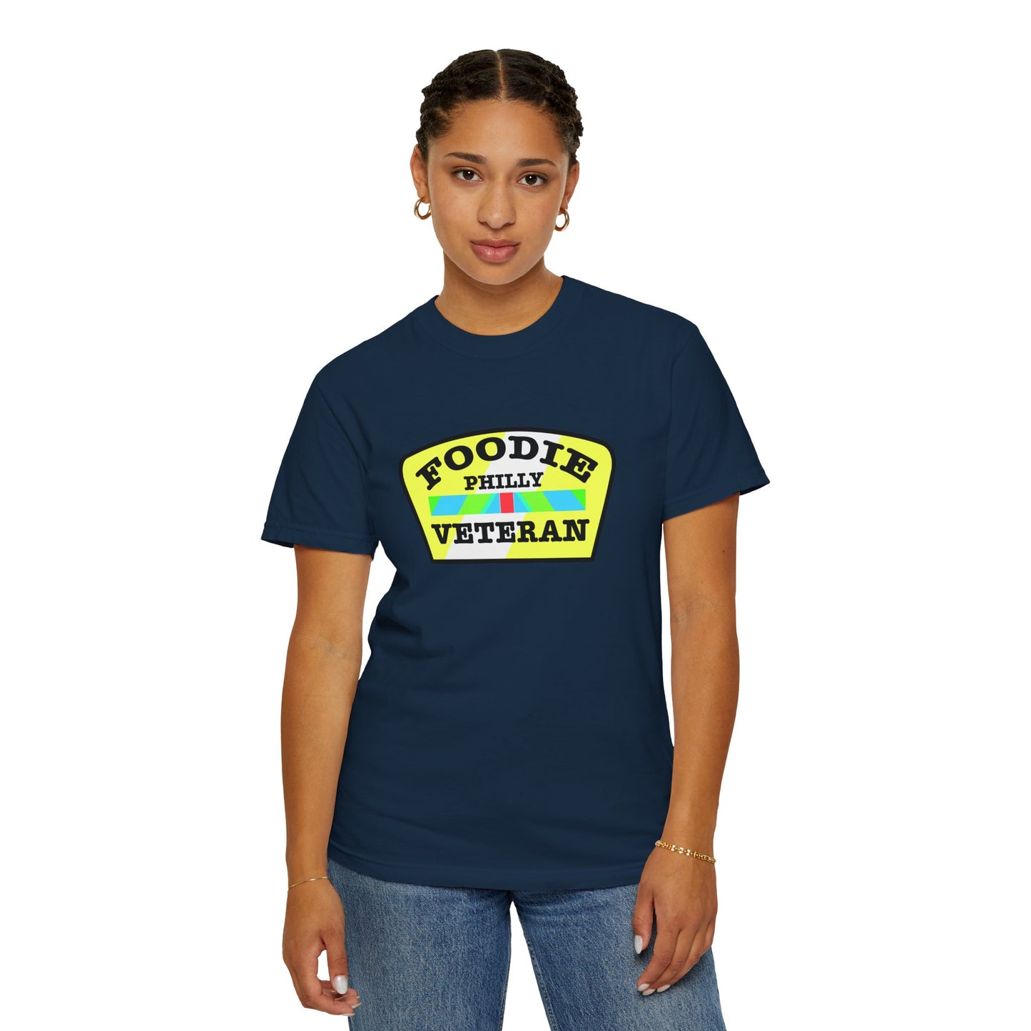 L.O.E.F Foodie Veteran PHILLY Unisex Tee Shirt (Yellow and Black)