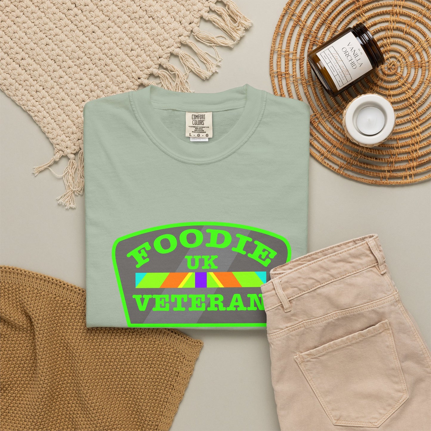 L.O.E.F Foodie Veteran UK Unisex Tee Shirt (Neon Green)