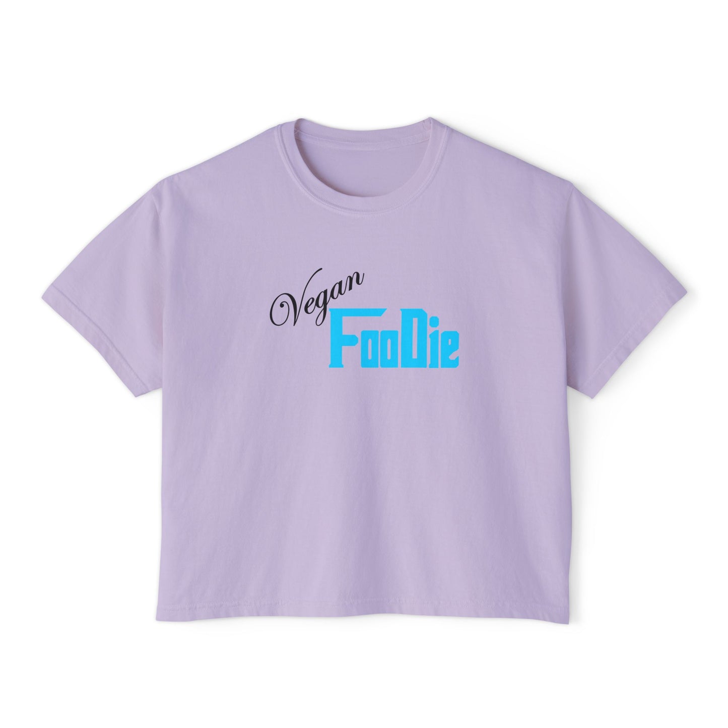 L.O.E.F Women Vegan Foodie Boxy Tee (Neon Blue)
