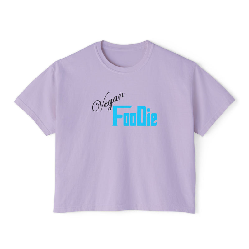 L.O.E.F Women Vegan Foodie Boxy Tee (Neon Blue)
