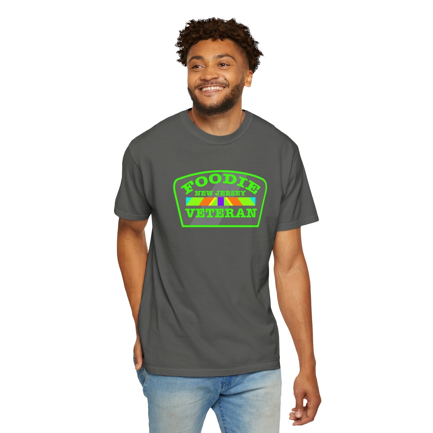 L.O.E.F Foodie Veteran NEW JERSEY Unisex Tee Shirt (Neon Green)
