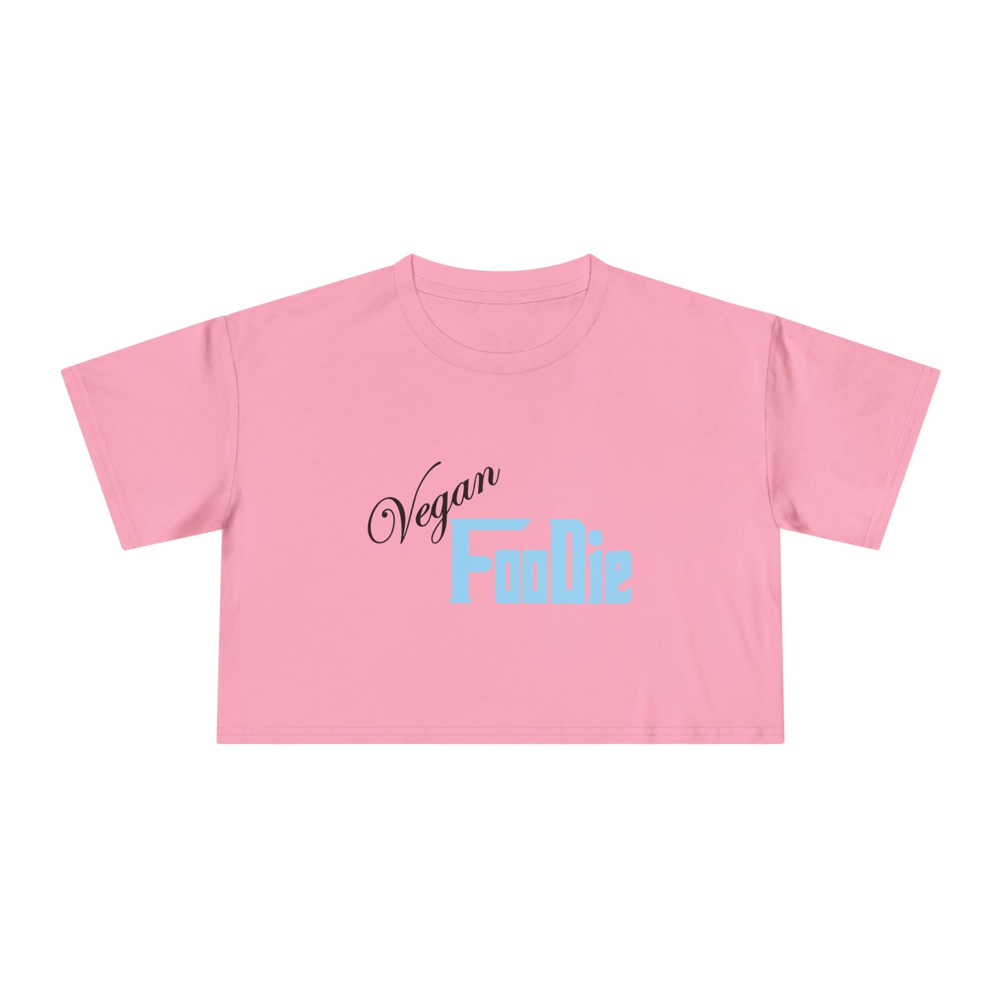 L.O.E.F Women Vegan Foodie Crop Tee (Light Blue)