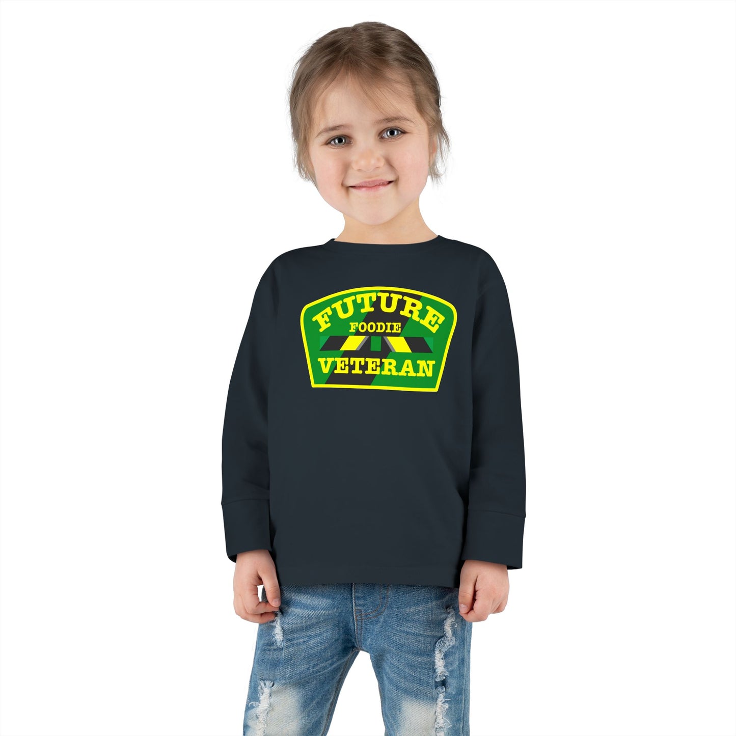 L.O.E.F Future Foodie Veteran Toddler Long Sleeve Tee (Green and Yellow)