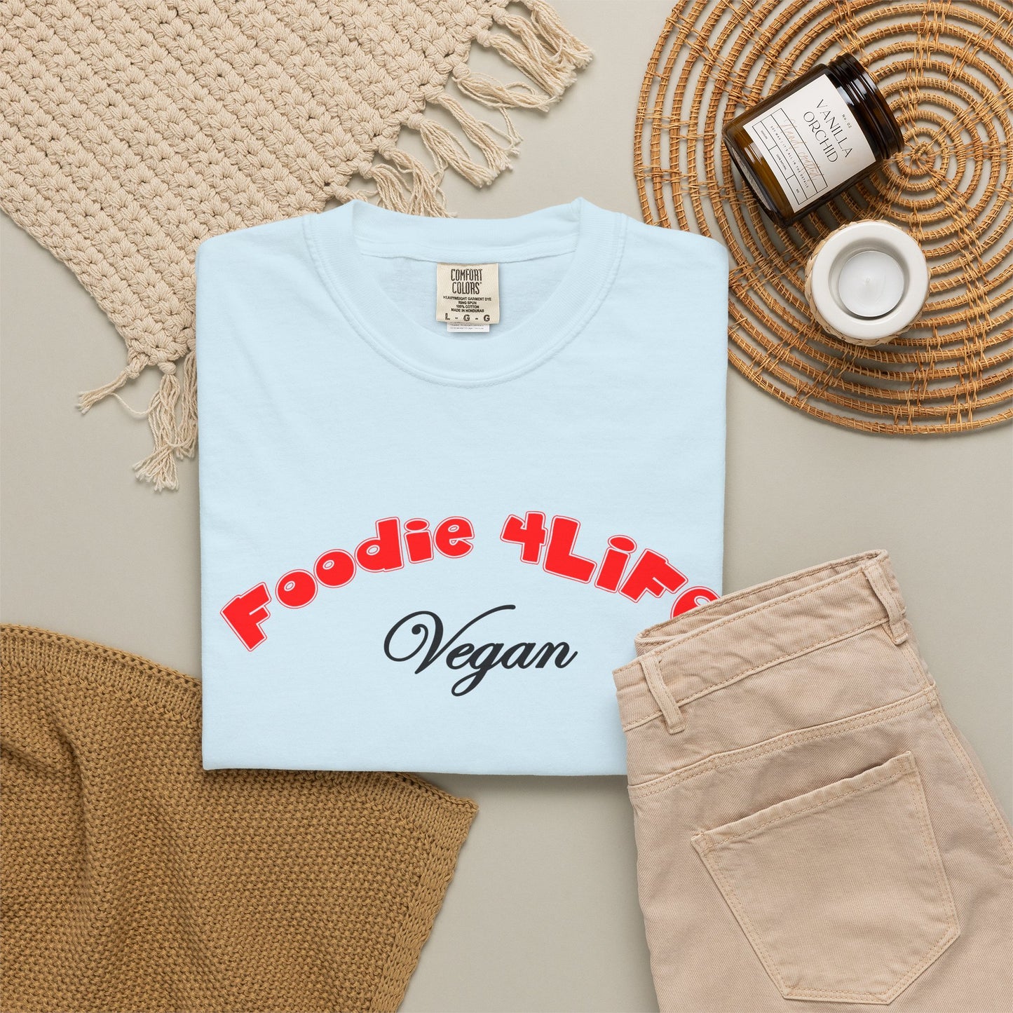 L.O.E.F Foodie 4Life Vegan Unisex Tee Shirt (Fiery Red)