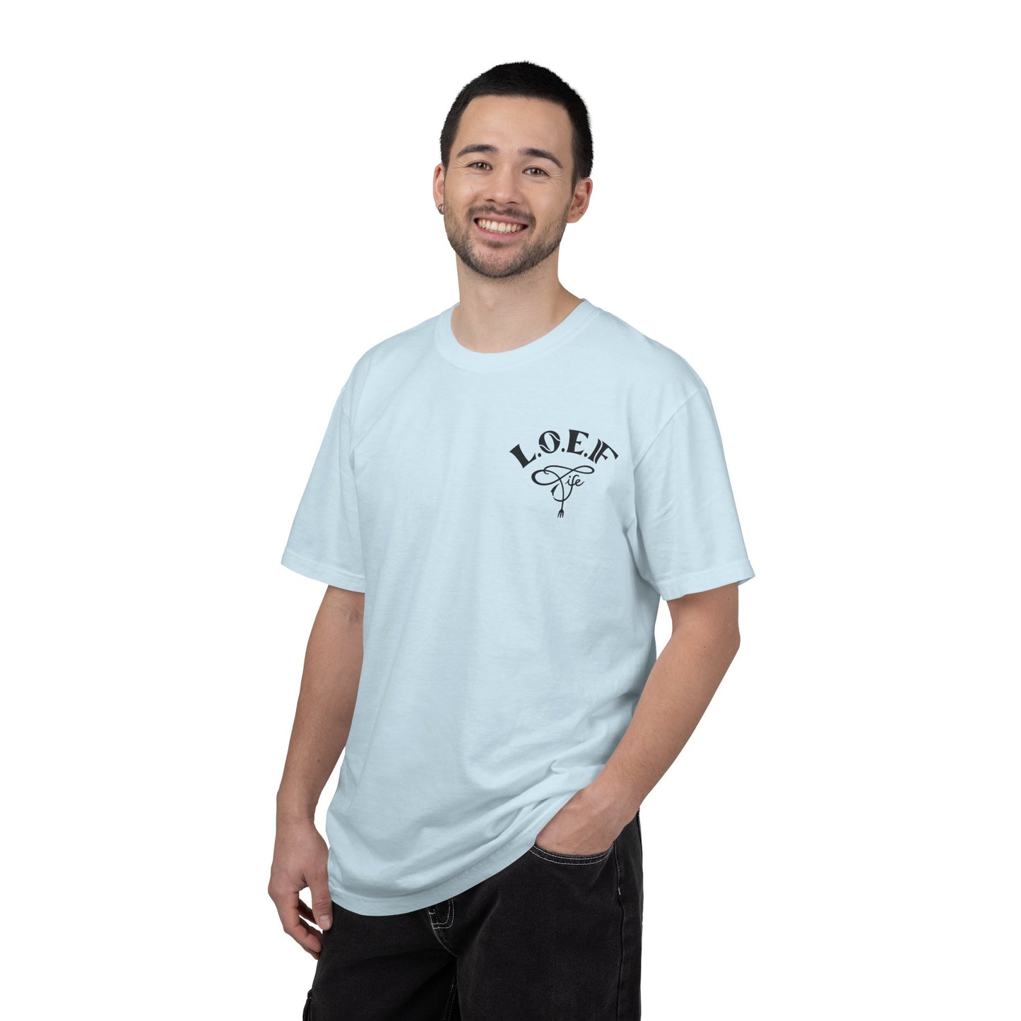 L.O.E.F Foodie 4Life Vegan Unisex Tee Shirt (Sky Blue)