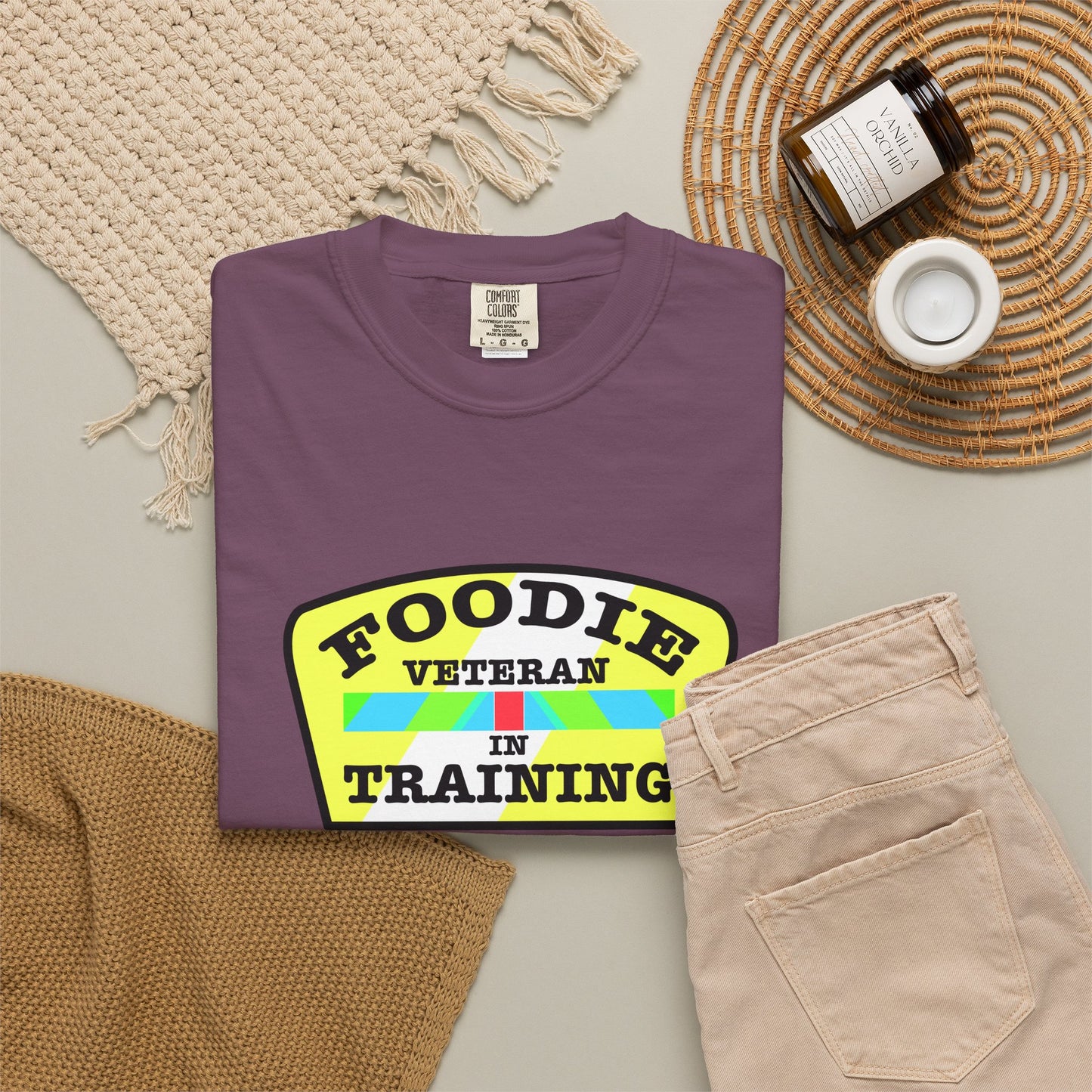 L.O.E.F Foodie Veteran IN TRAINING Unisex Tee Shirt (Yellow and Black)