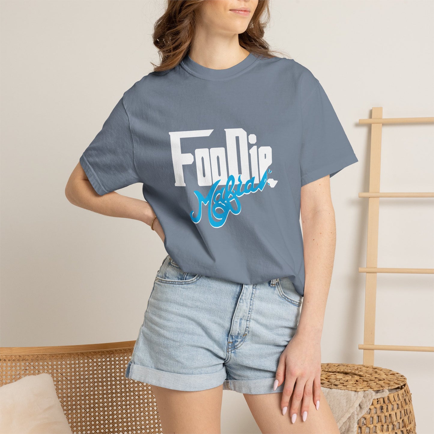 L.O.E.F White Foodie Mafia Unisex Tee shirt (Apricot)