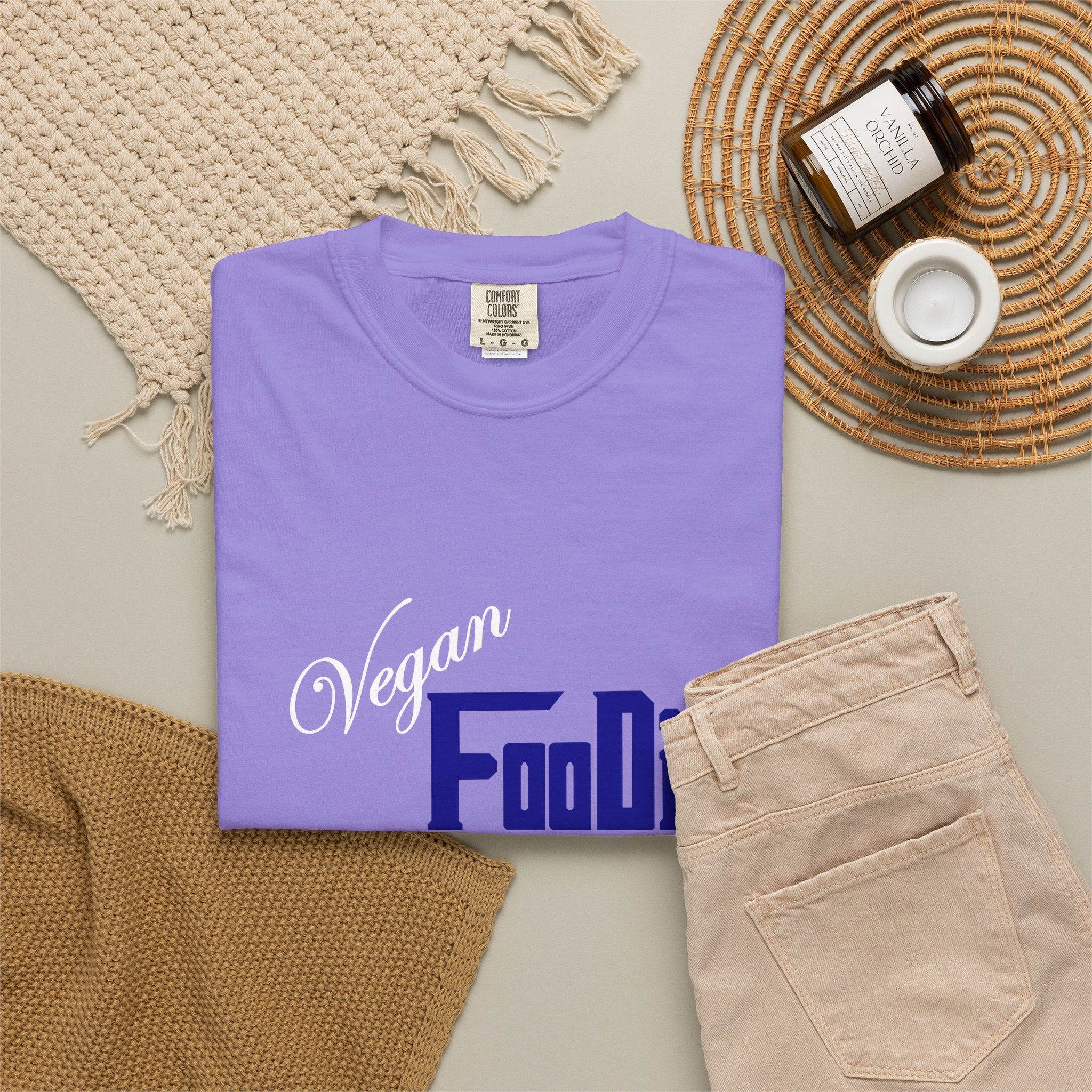 L.O.E.F Unisex Vegan Foodie Tee Shirt (Dark Blue)