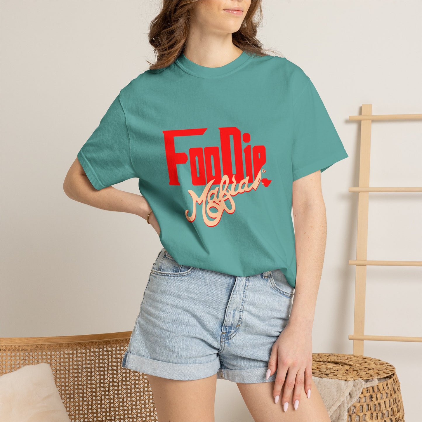 L.O.E.F Red Foodie Mafia Unisex Tee Shirt (Peach)