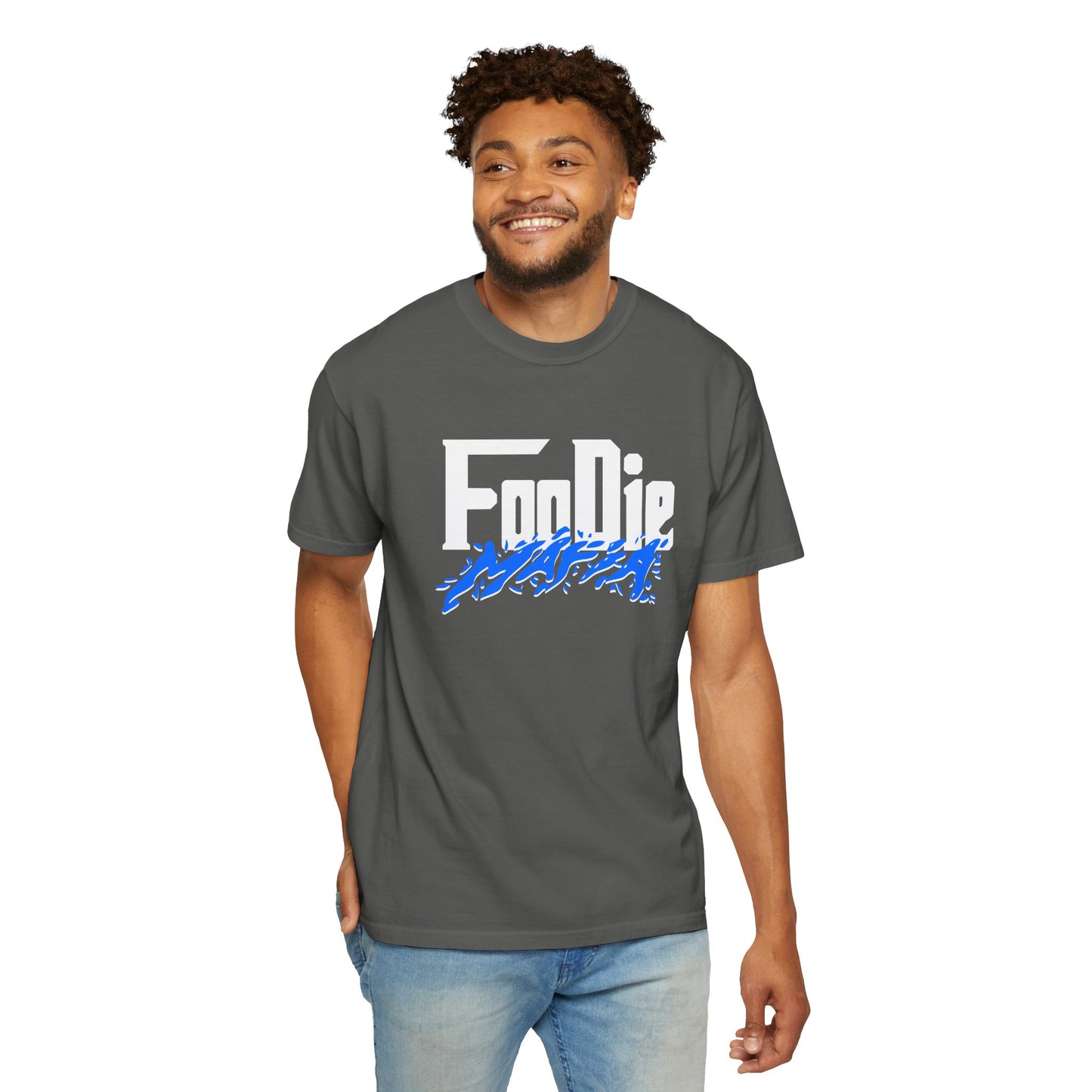 L.O.E.F White Foodie Mafia Unisex Tee Shirt (Blue)