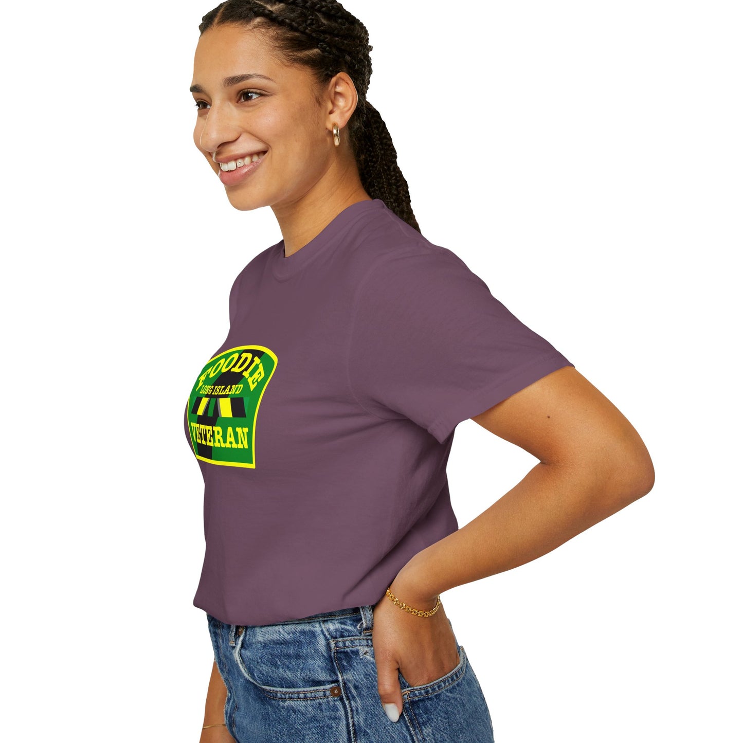 L.O.E.F Foodie Veteran Long Island Unisex Tee Shirt (Yellow and Green)