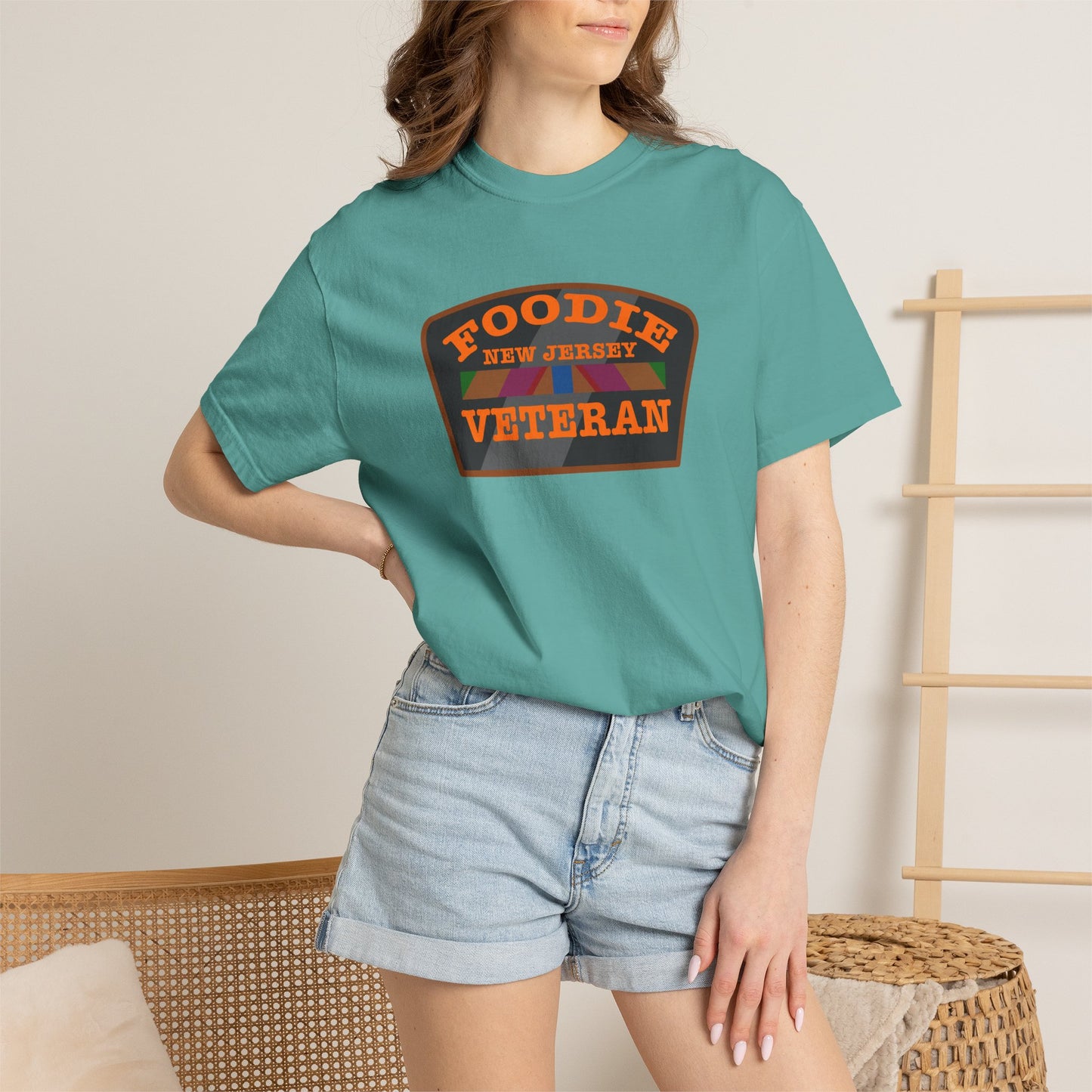 L.O.E.F Foodie Veteran NEW JERSEY Unisex Tee Shirt (Orange)