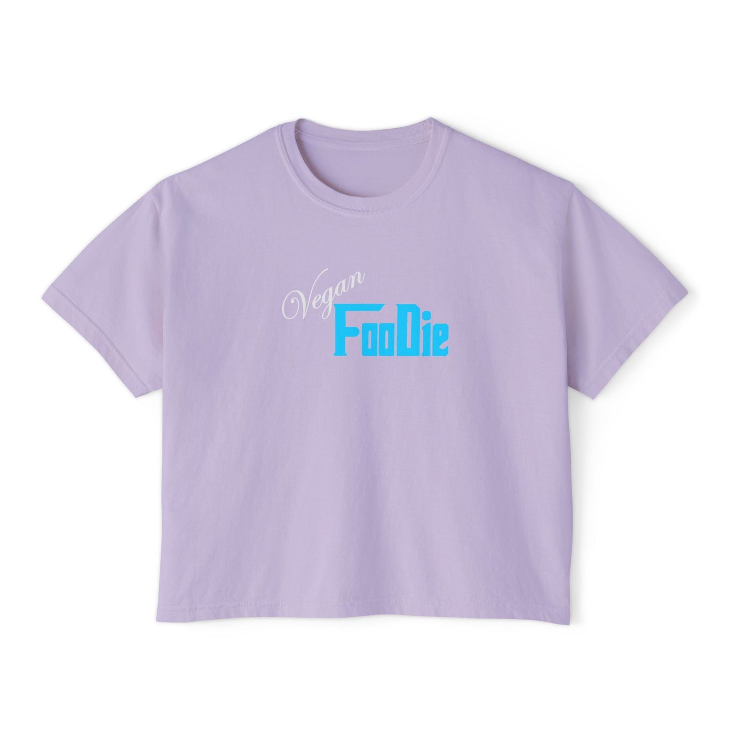 L.O.E.F Women Vegan Foodie Boxy Tee (Neon Blue)
