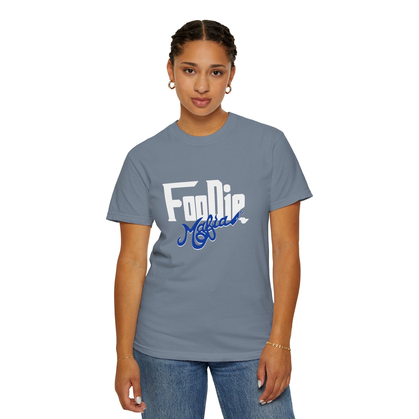 L.O.E.F White Foodie Mafia Unisex Tee shirt (Dark Blue)