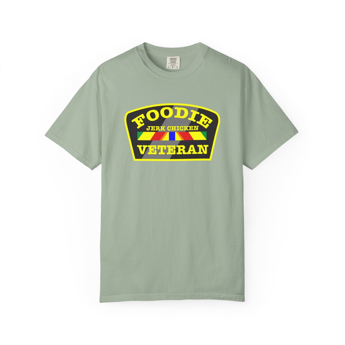 L.O.E.F Foodie Veteran JERK CHICKEN Unisex Tee Shirt (Yellow)