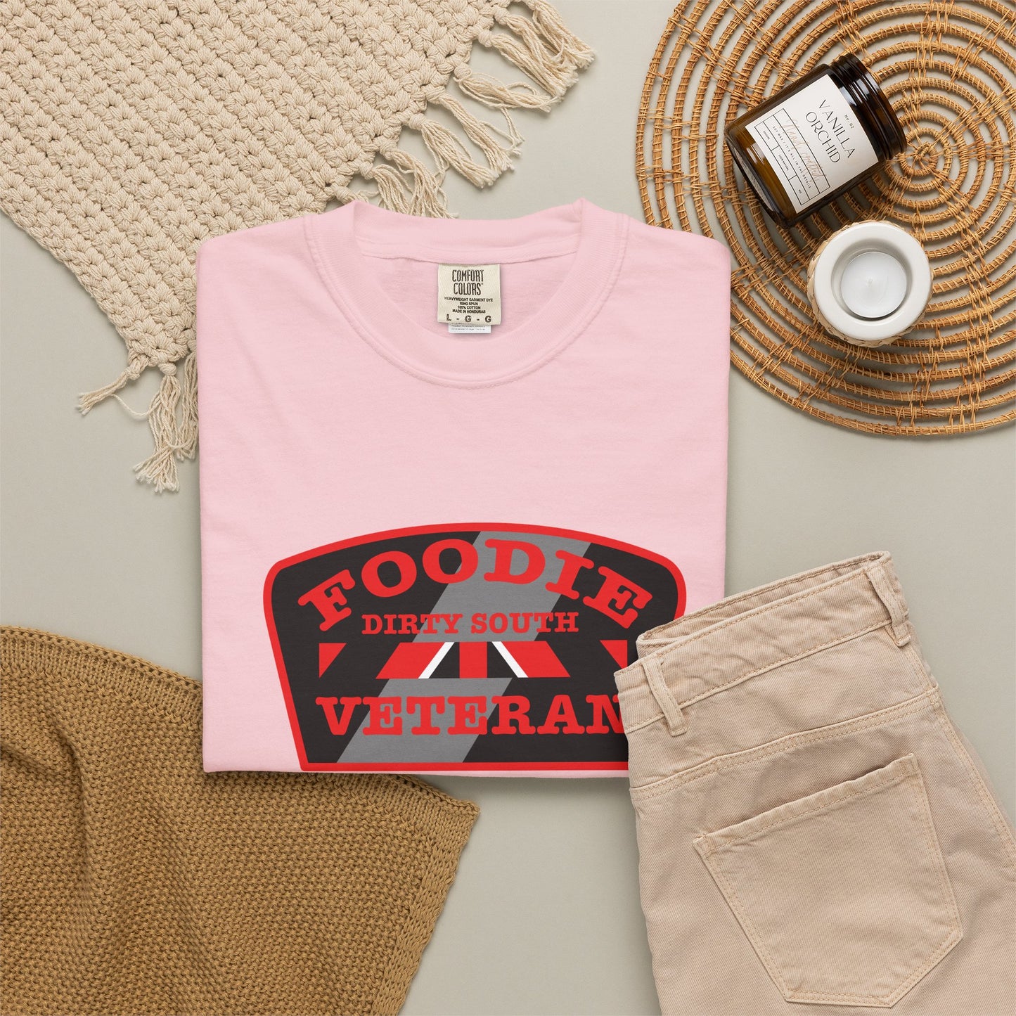 L.O.E.F Foodie Veteran DIRTY SOUTH Unisex Tee Shirt (Red)