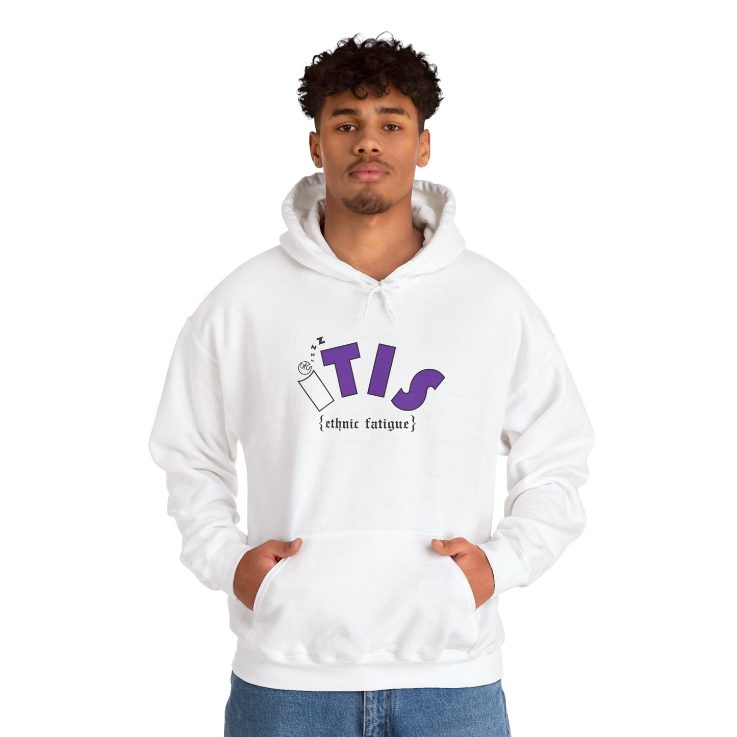 L.O.E.F ITIS Unisex Hooded Sweatshirt (White and Purple)