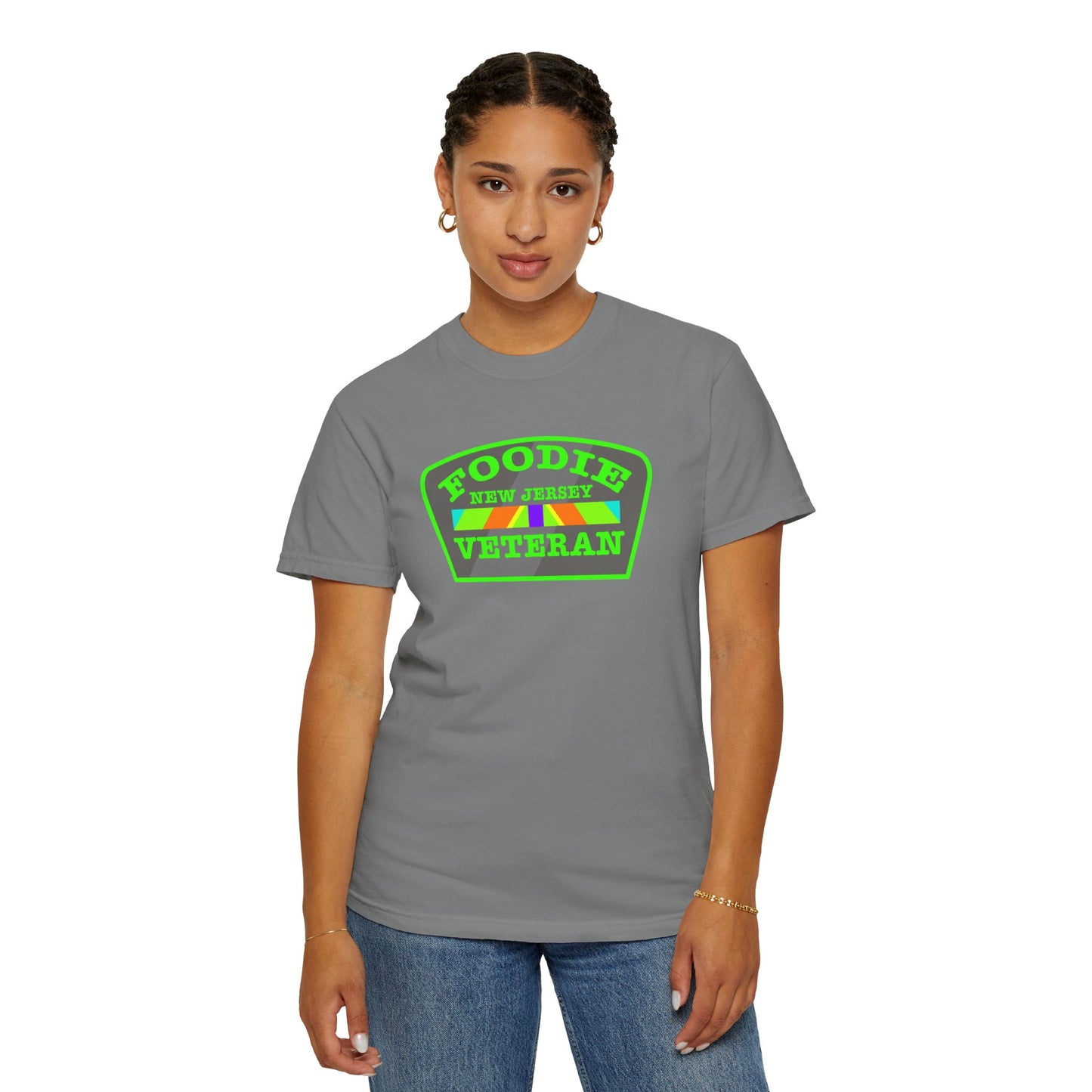 L.O.E.F Foodie Veteran NEW JERSEY Unisex Tee Shirt (Neon Green)