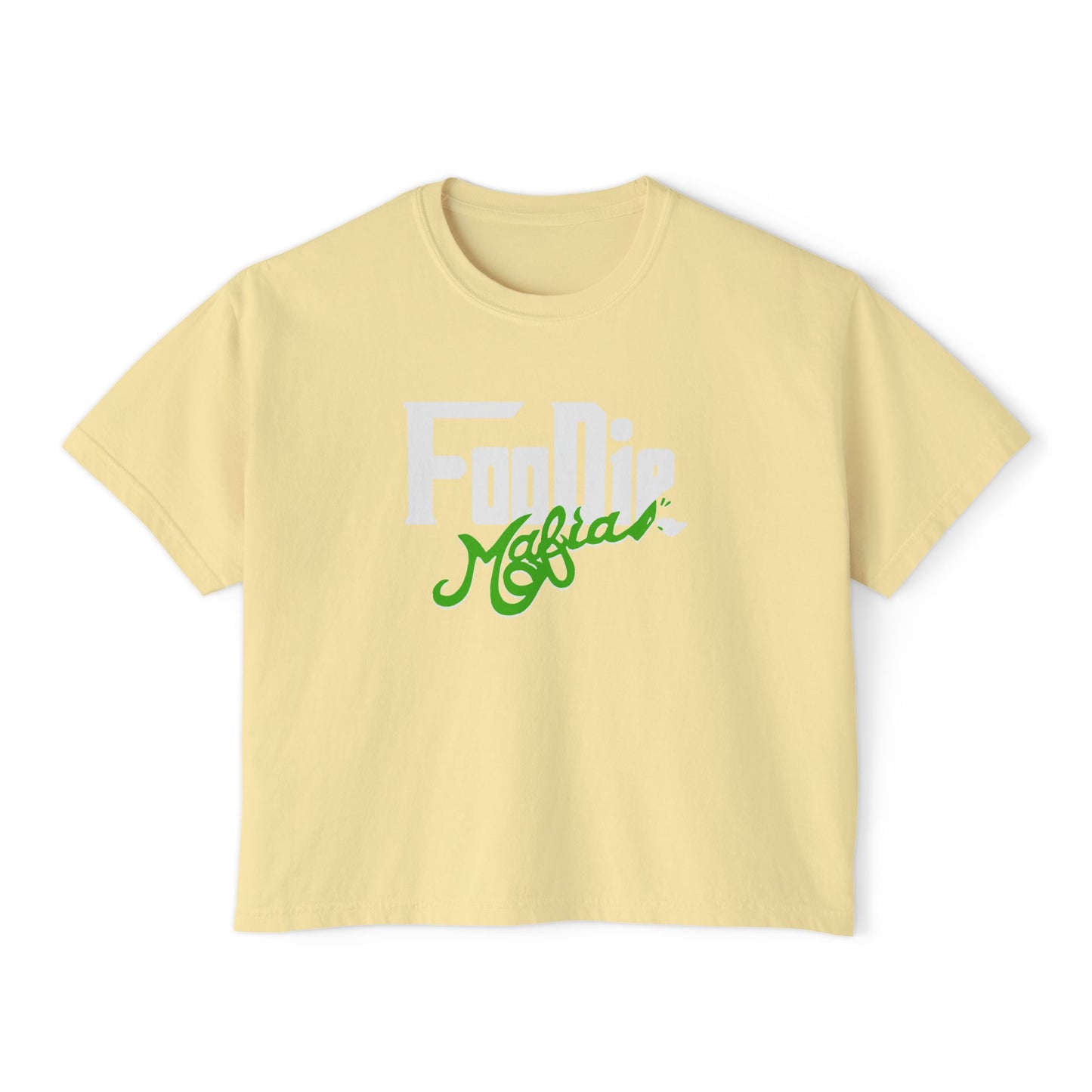 L.O.E.F White Foodie Mafia Women Boxy Tee (Kelly Green)