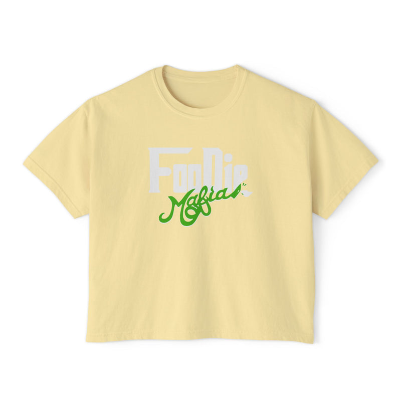L.O.E.F White Foodie Mafia Women Boxy Tee (Kelly Green)