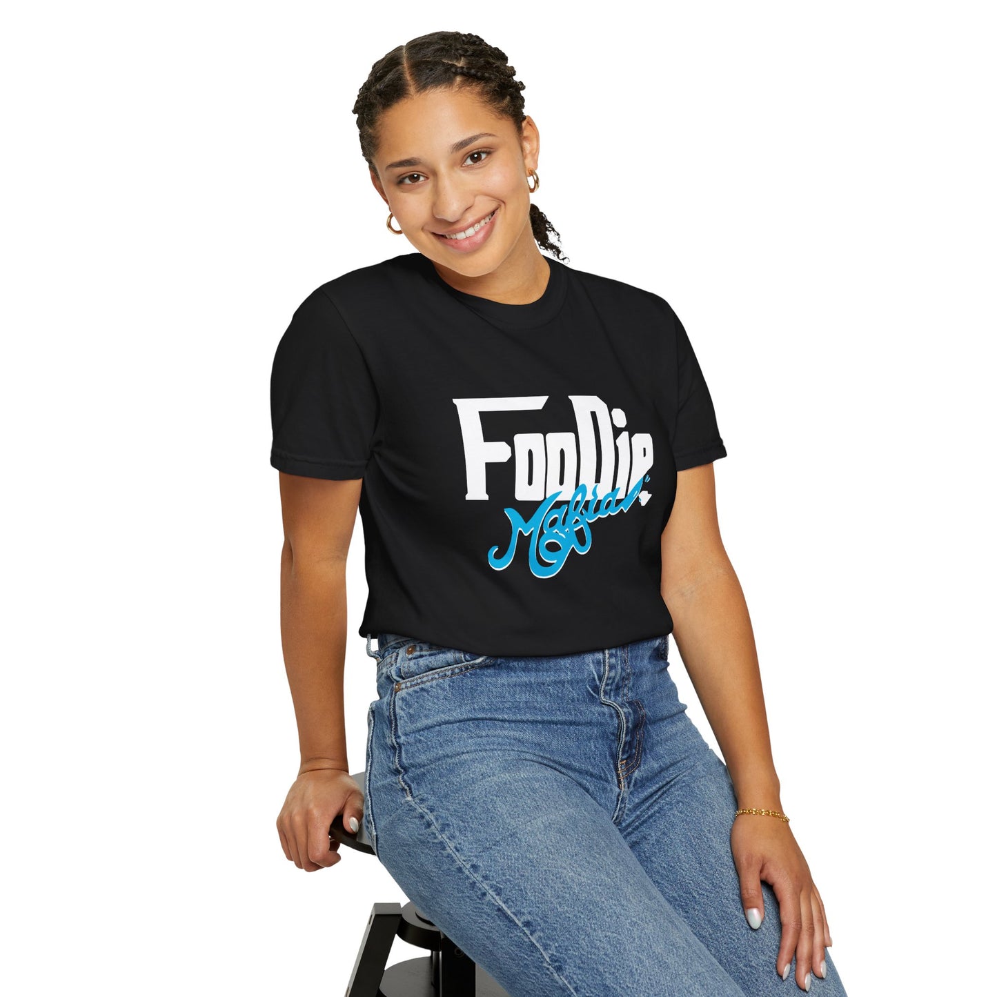 L.O.E.F White Foodie Mafia Unisex Tee Shirt  (Apricot)