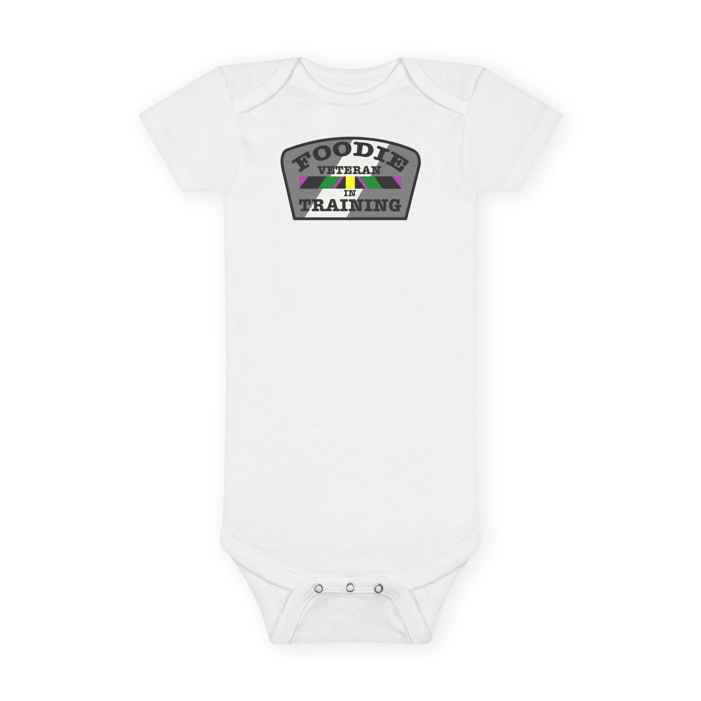 L.O.E.F Foodie Veteran In Training Baby Bodysuit (Gray)