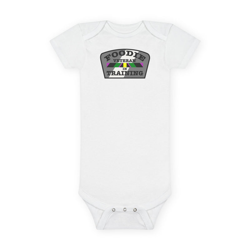 L.O.E.F Foodie Veteran In Training Baby Bodysuit (Gray)