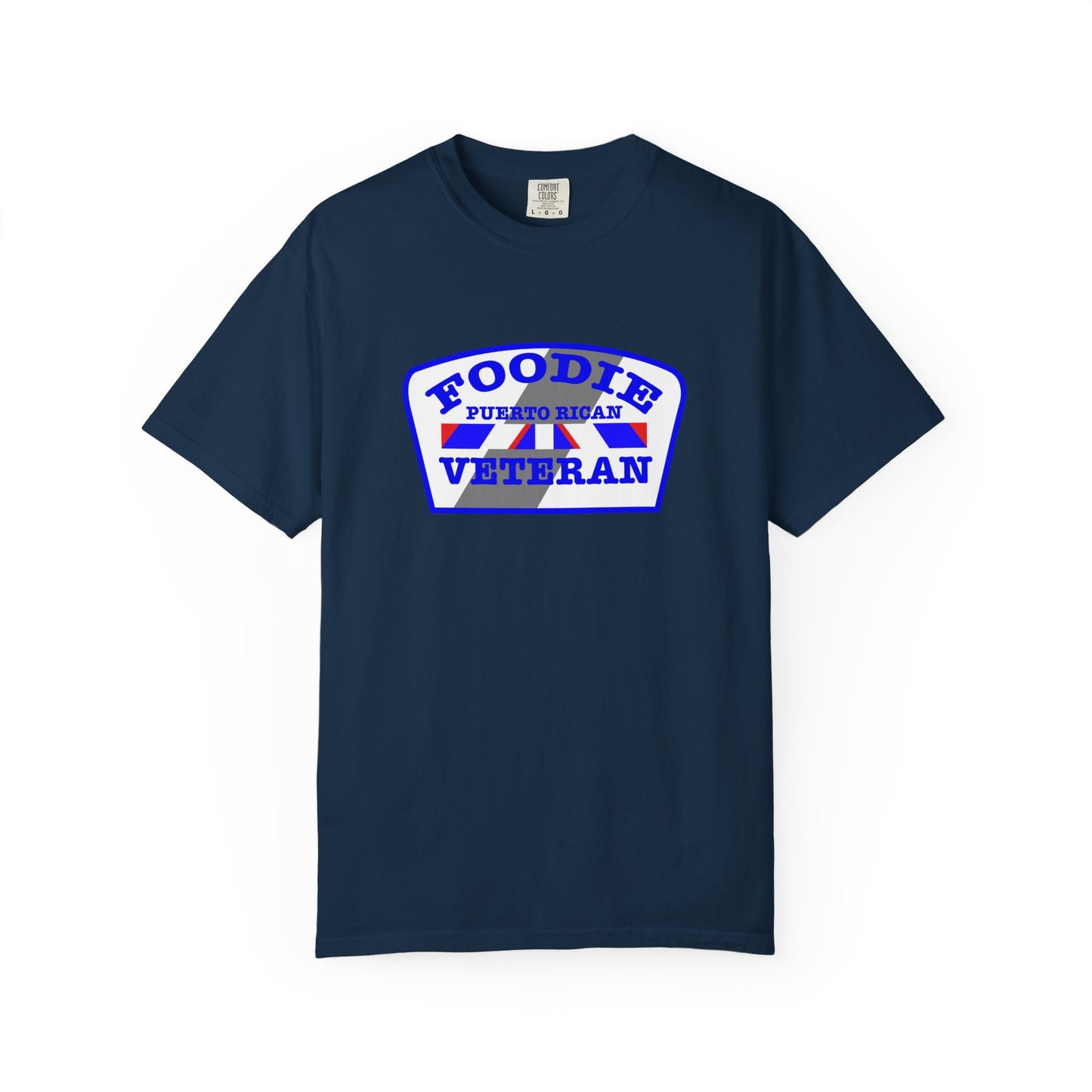 L.O.E.F Foodie Veteran Puerto Rican Unisex Tee Shirt (Blue)