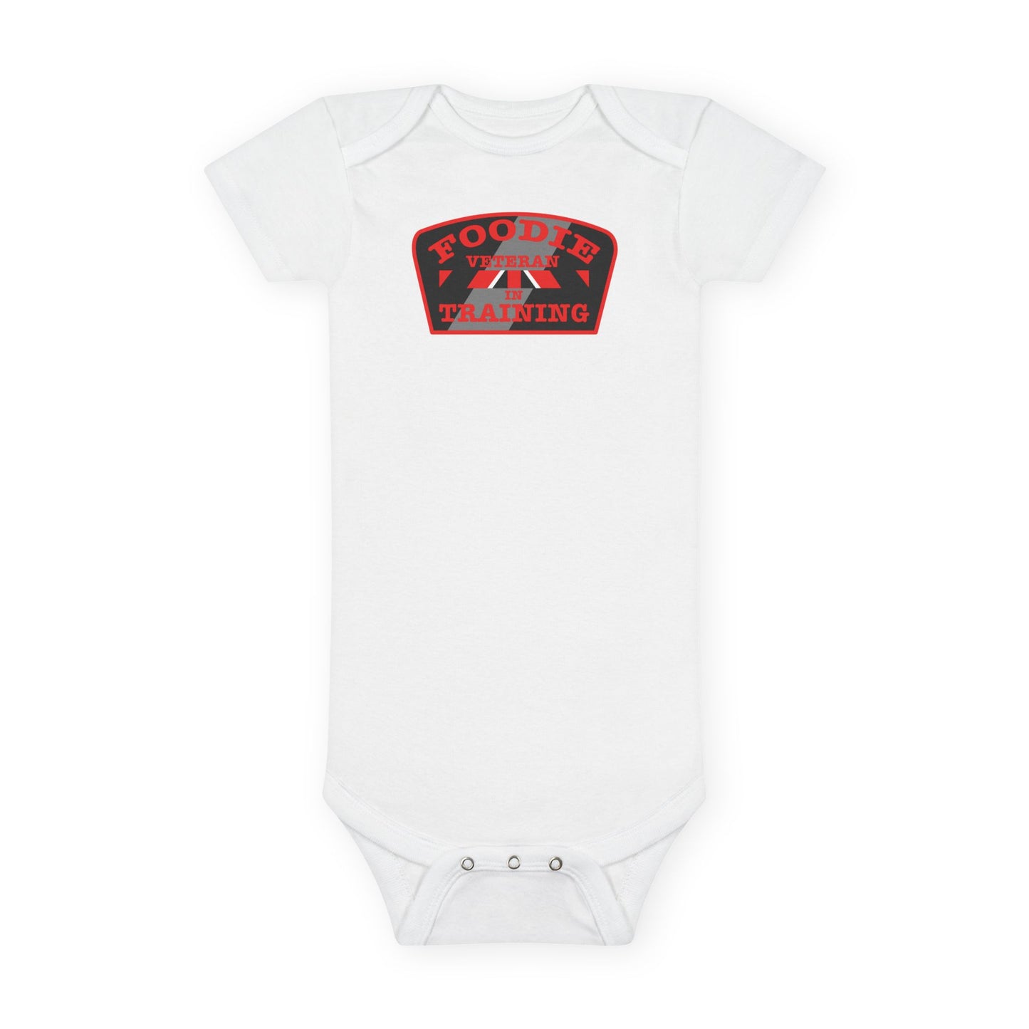 L.O.E.F Foodie Veteran In Training Baby Bodysuit (Red)