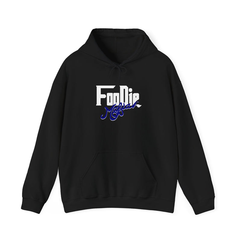 L.O.E.F White Foodie Mafia Unisex Hooded Sweatshirt (Dark Blue)