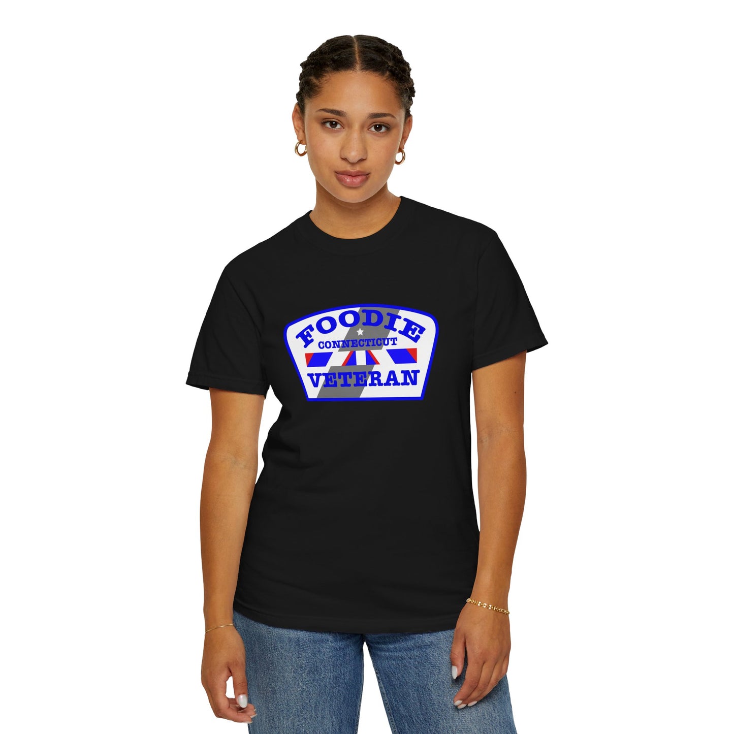 L.O.E.F Foodie Veteran CONNECTICUT Unisex Tee Shirt (Blue)
