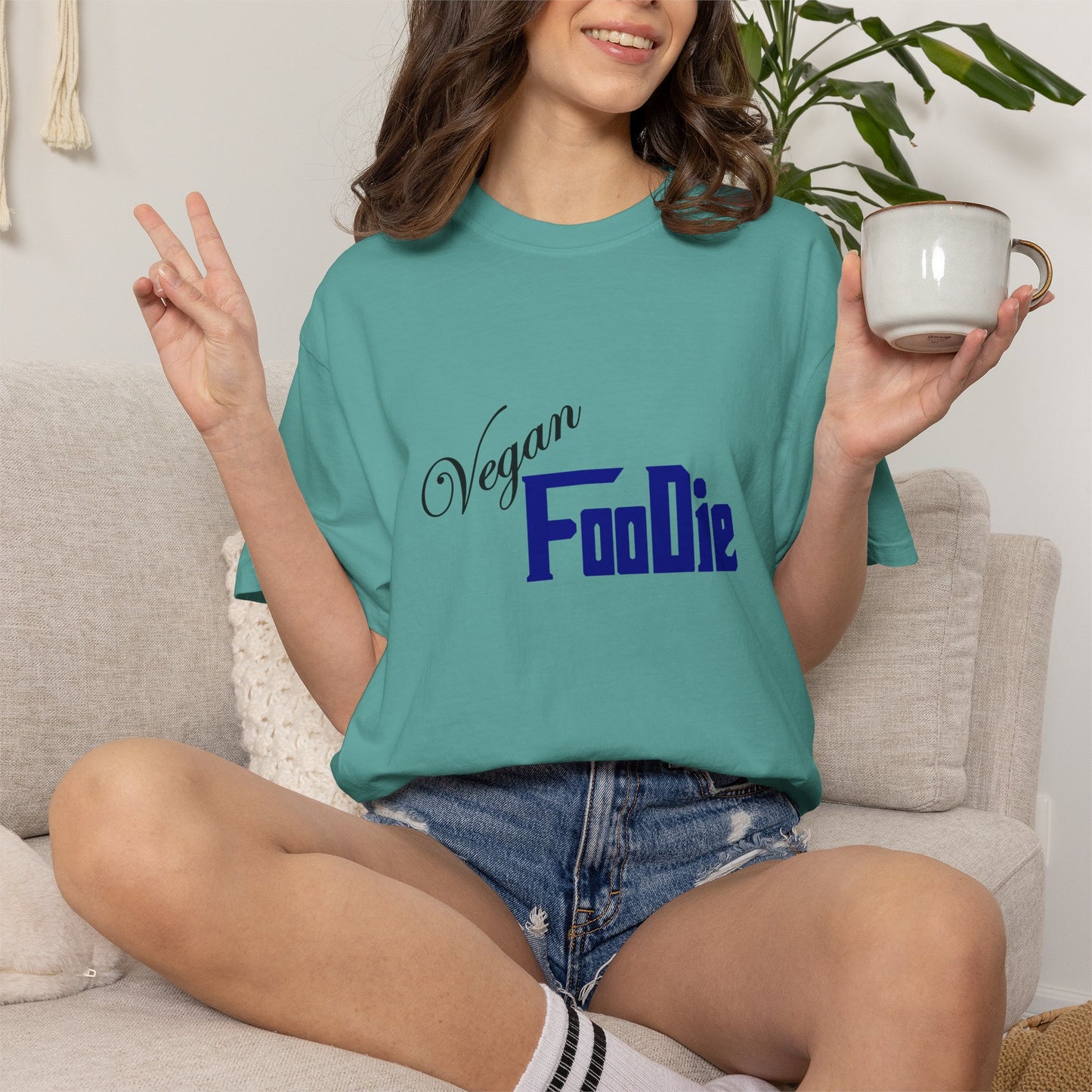 L.O.E.F Unisex Vegan Foodie Tee Shirt (Dark Blue)