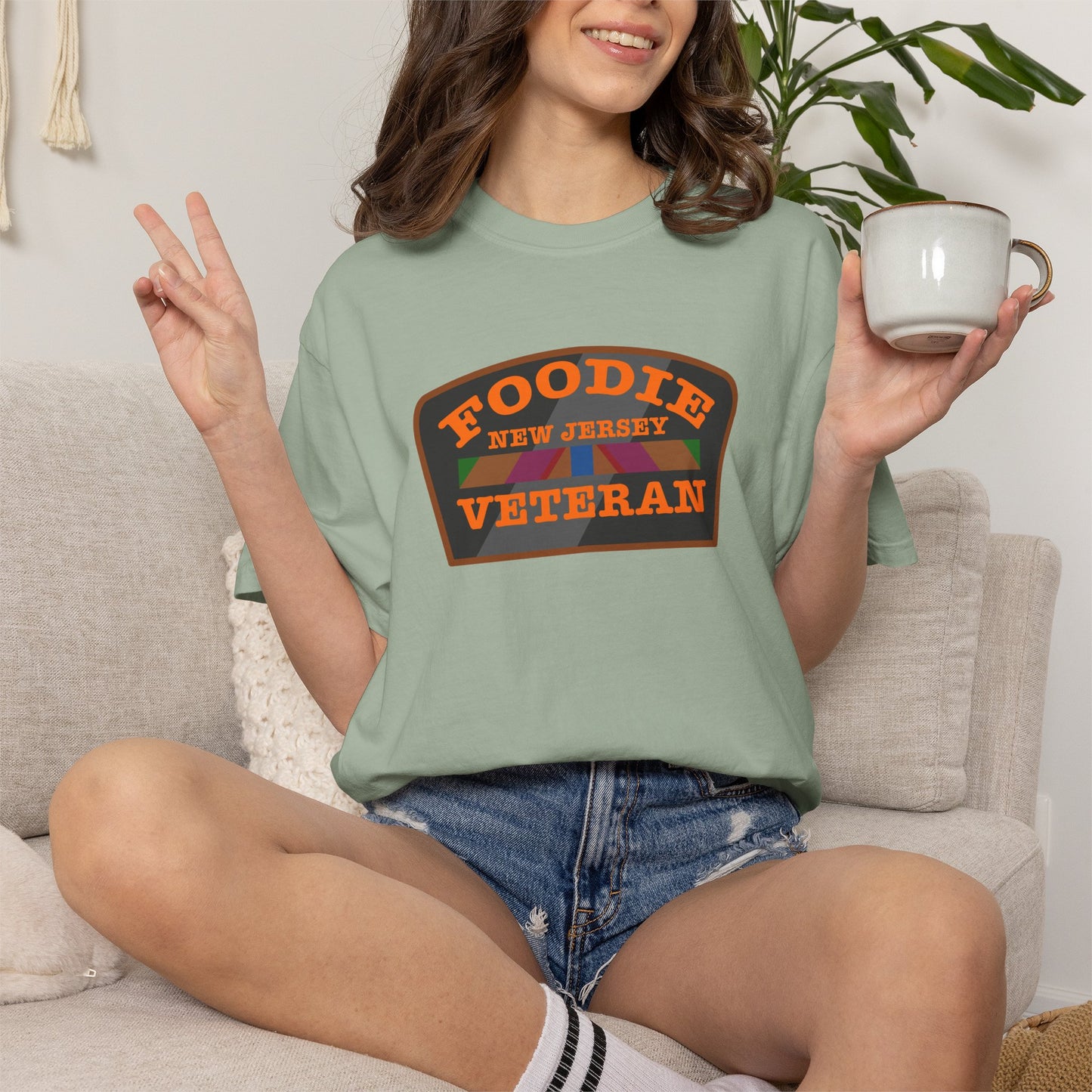 L.O.E.F Foodie Veteran NEW JERSEY Unisex Tee Shirt (Orange)