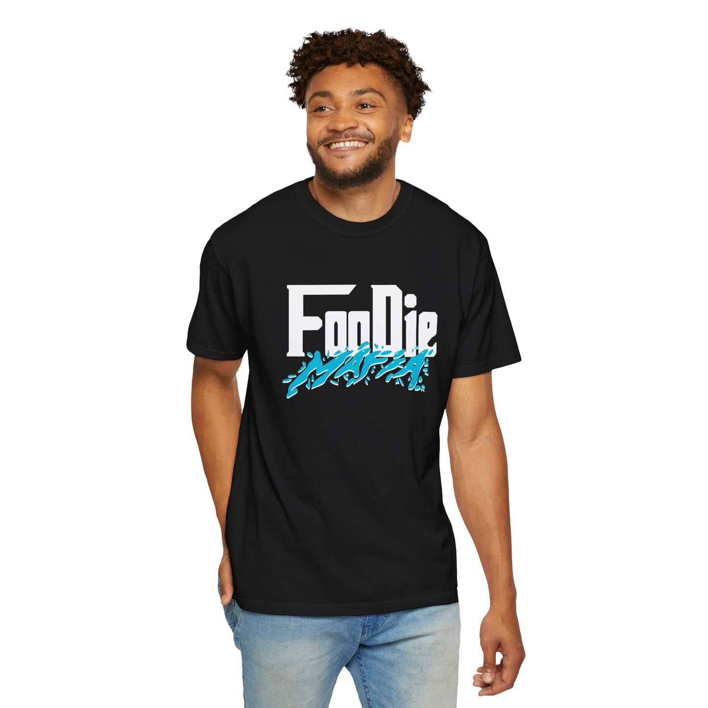L.O.E.F Foodie Mafia Unisex Tee Shirt  (Aqua Blue)