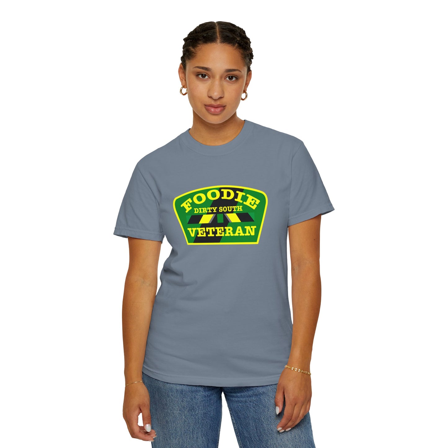 L.O.E.F Foodie Veteran DIRTY SOUTH Unisex Tee Shirt (Yellow and Green)