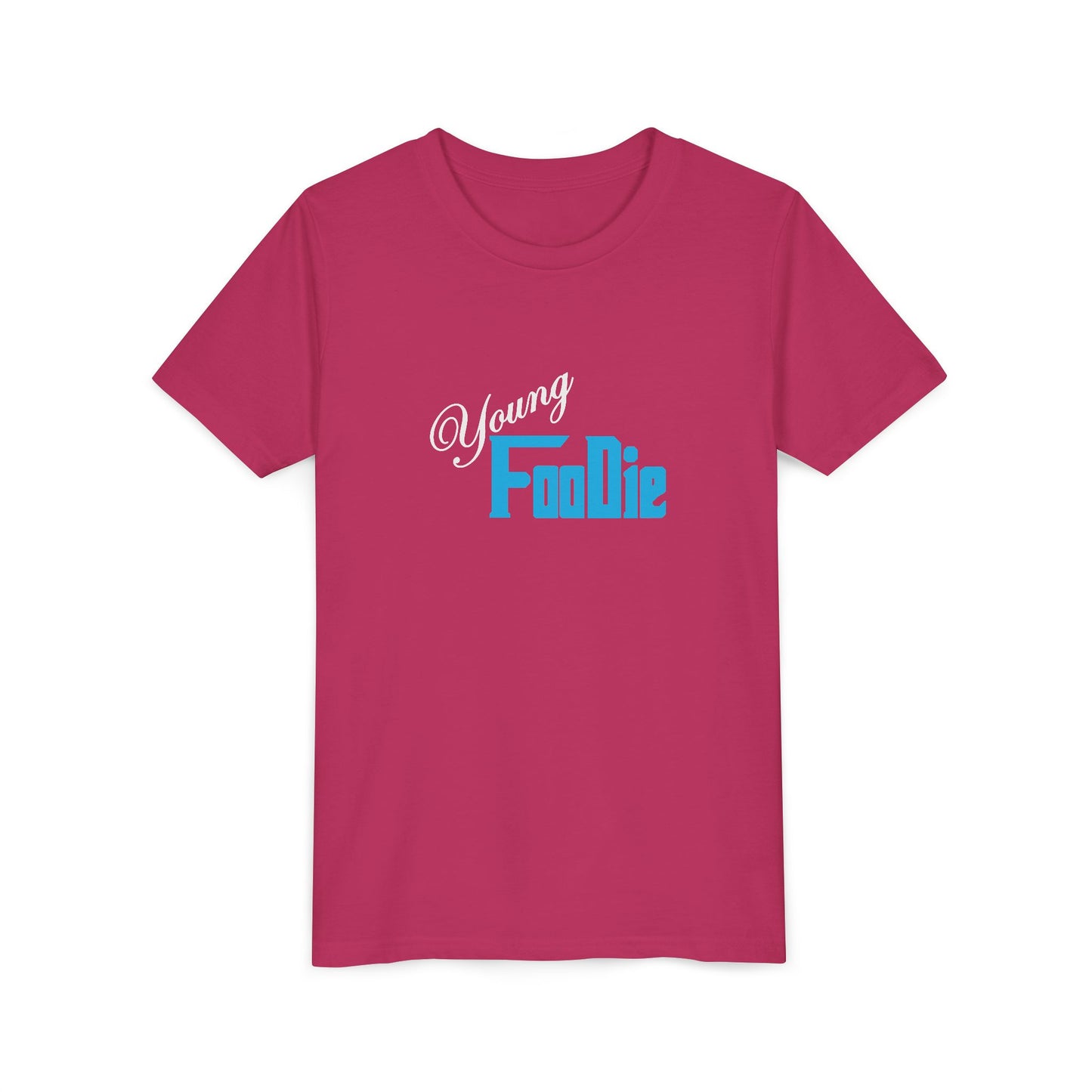 L.O.E.F White Young Foodie Youth Short Sleeve Tee (Neon Blue)