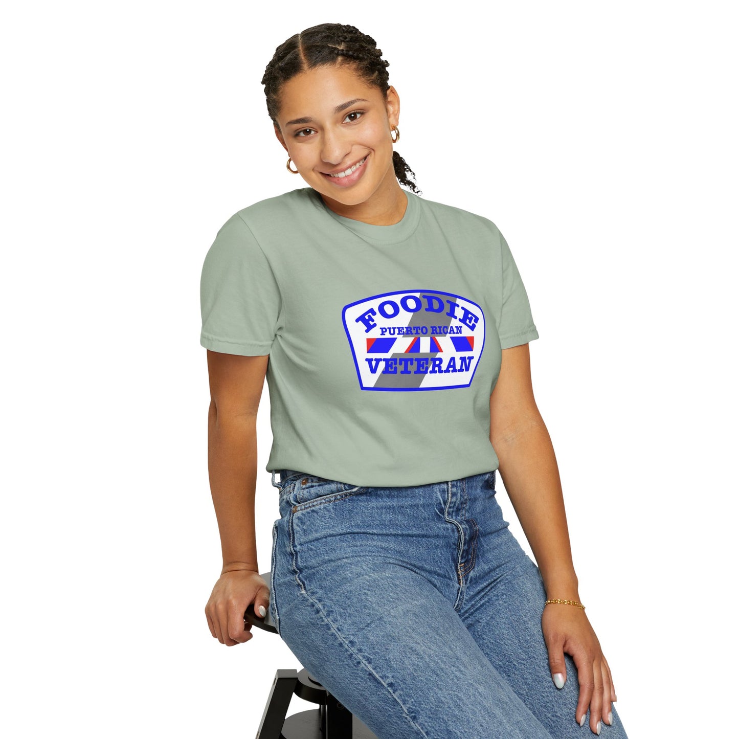 L.O.E.F Foodie Veteran Puerto Rican Unisex Tee Shirt (Blue)