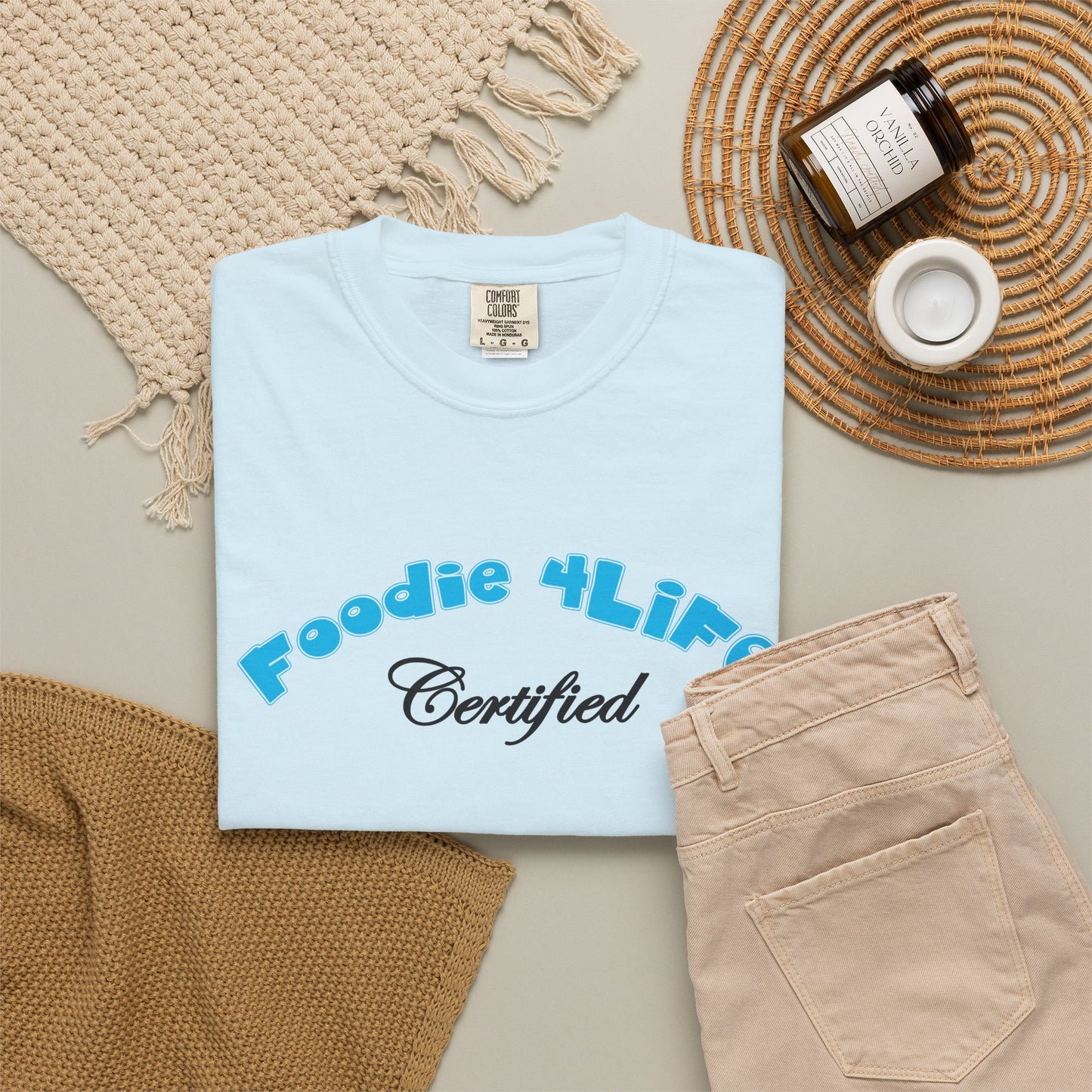 L.O.E.F Foodie 4Life Certified Unisex Tee Shirt (Sky Blue)
