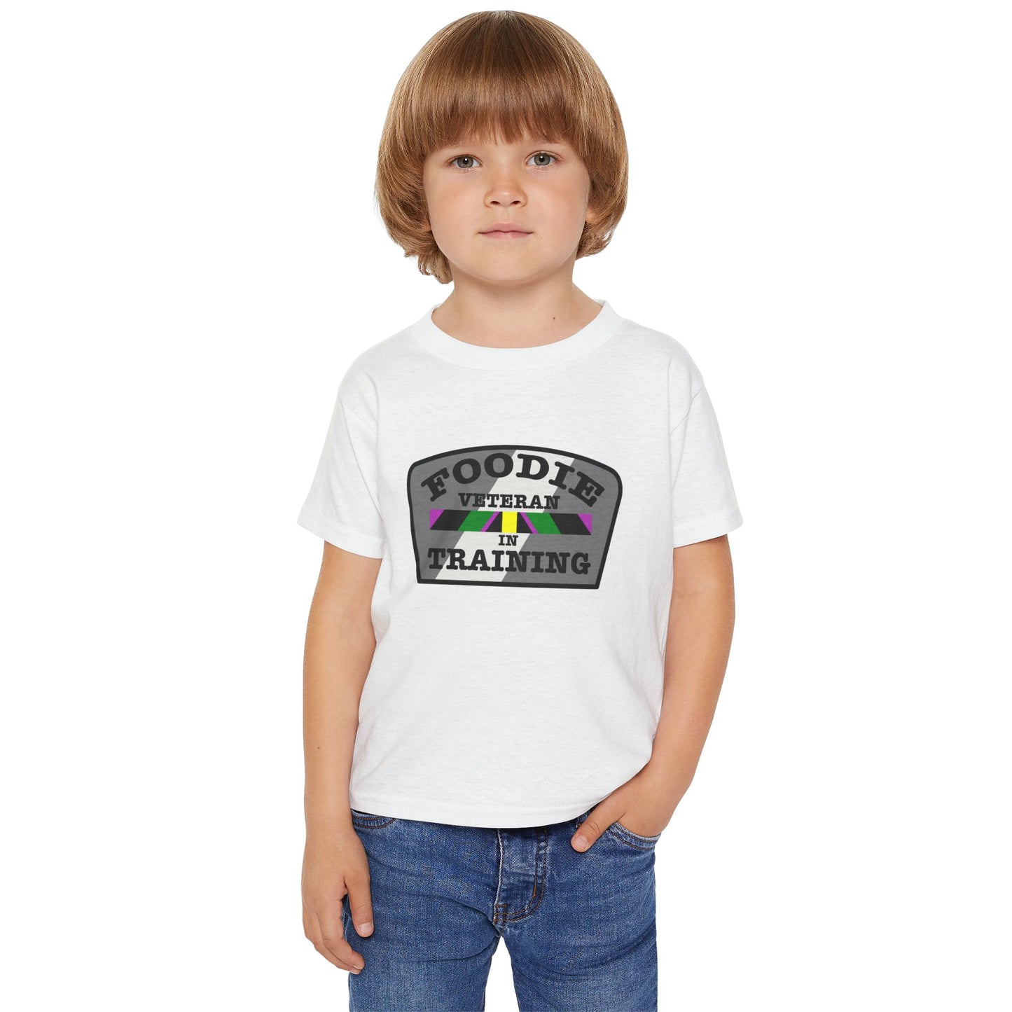 L.O.E.F Foodie Veteran In Training Toddler Tee Shirt (Gray)