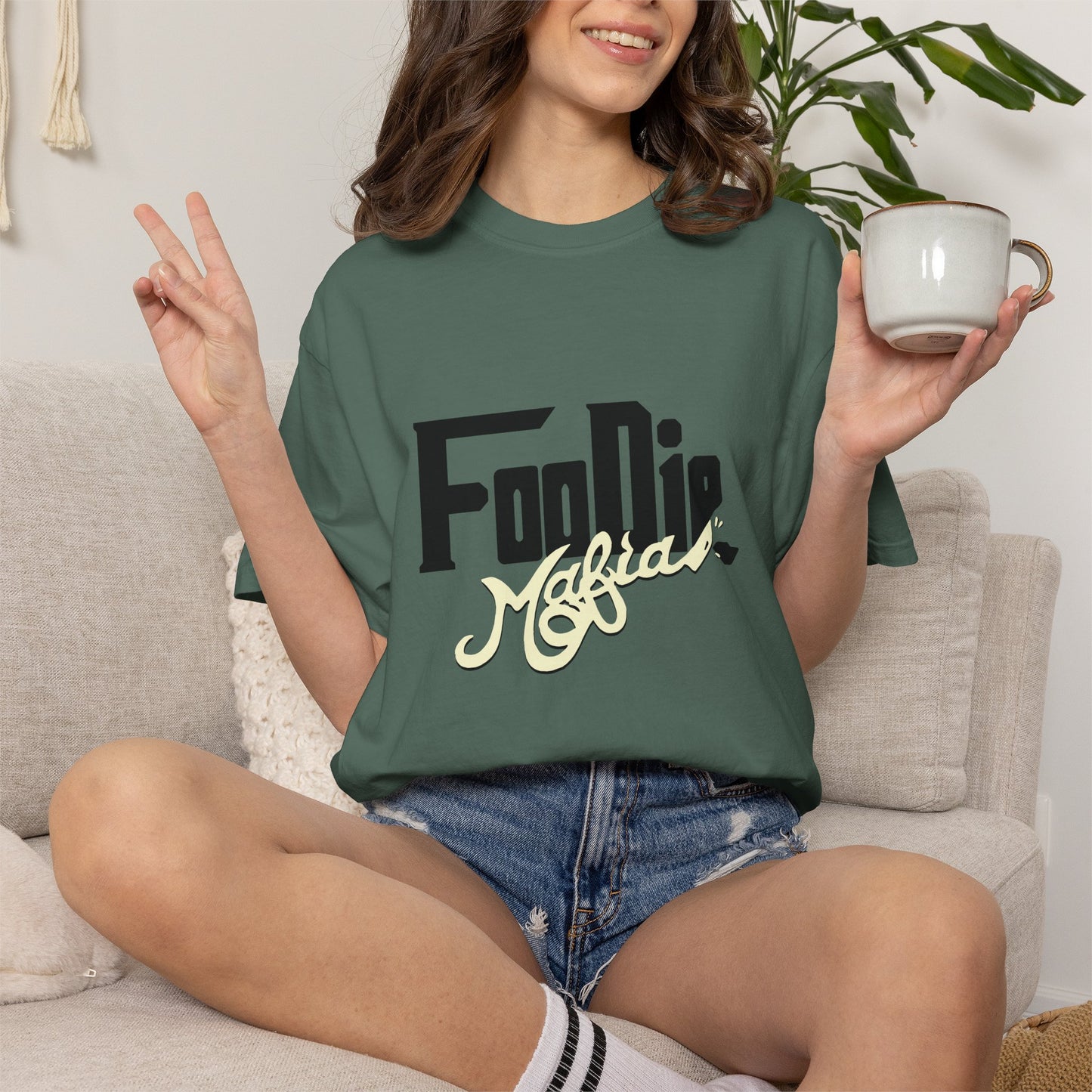 L.O.E.F Foodie Mafia Unisex Tee shirt (Cream)