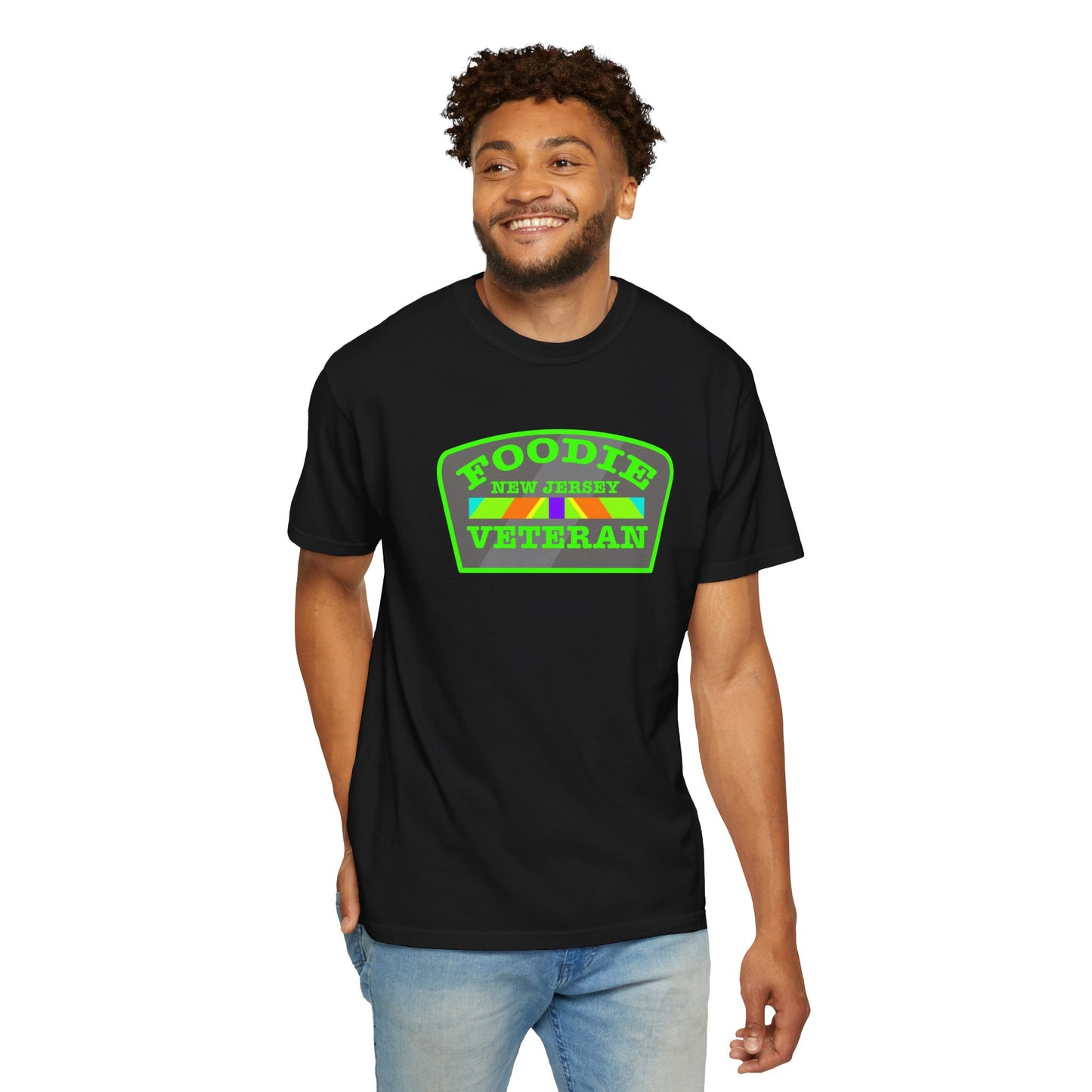 L.O.E.F Foodie Veteran NEW JERSEY Unisex Tee Shirt (Neon Green)