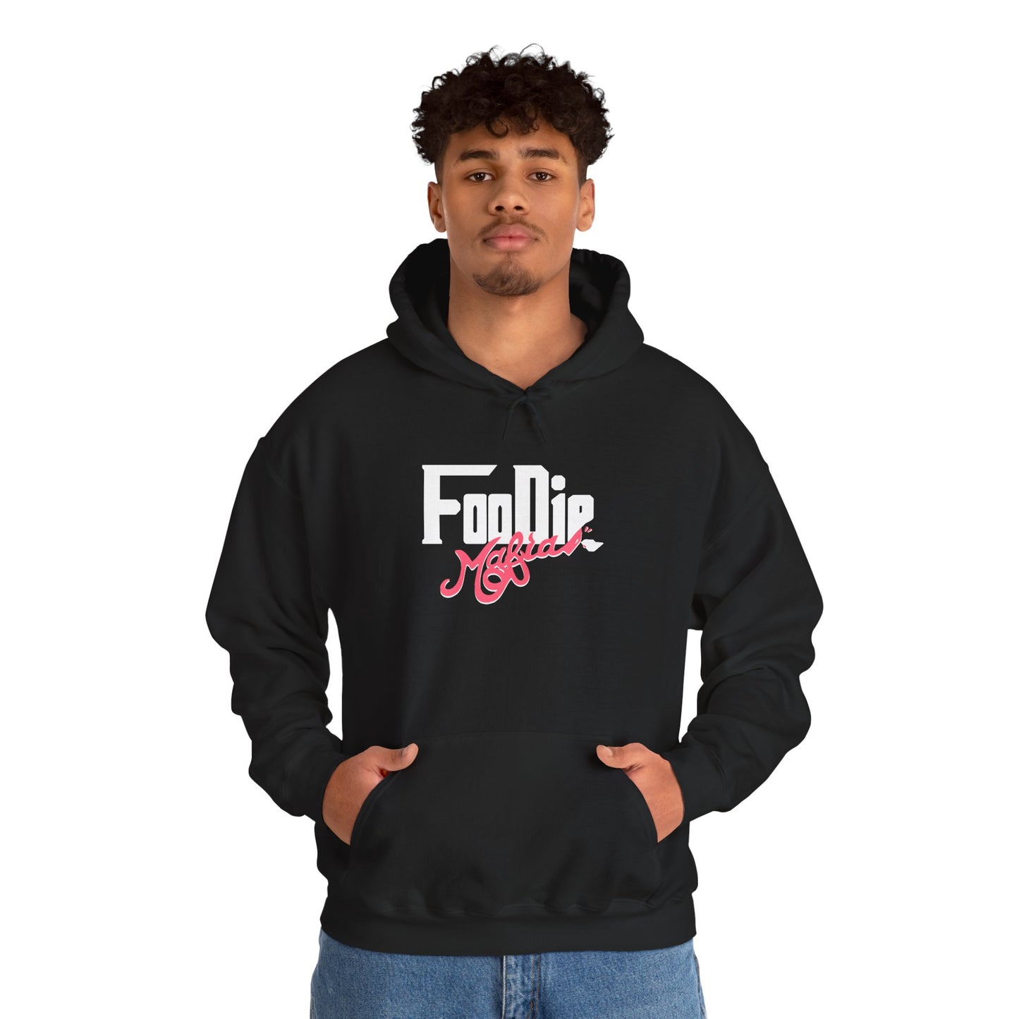L.O.E.F White Foodie Mafia Unisex Hooded Sweatshirt (Fiery Red)