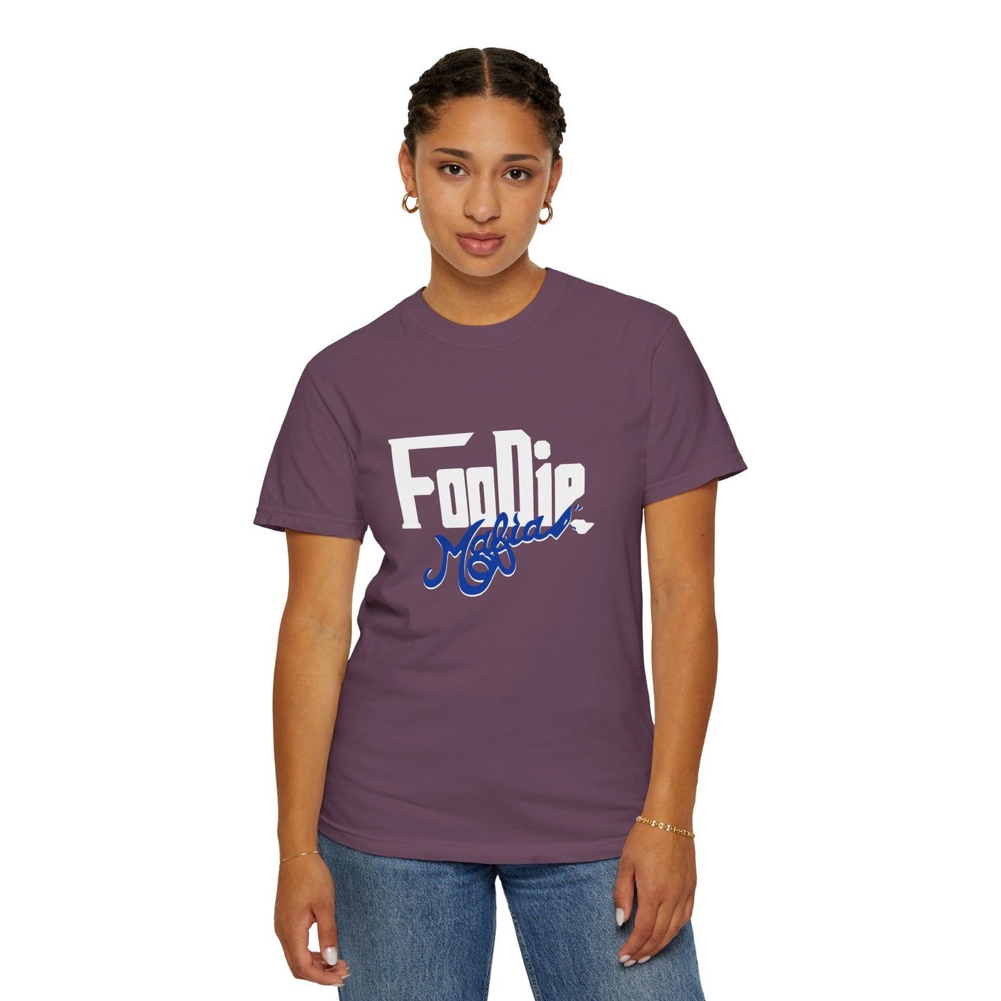L.O.E.F White Foodie Mafia Unisex Tee shirt (Dark Blue)