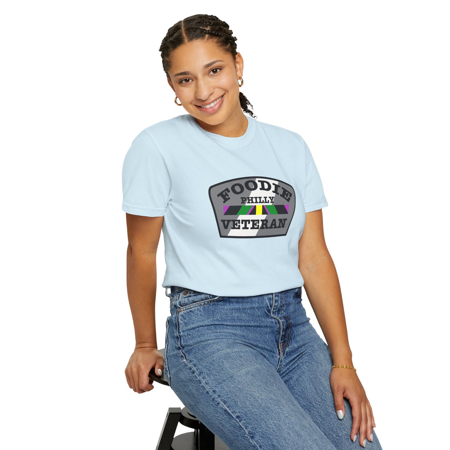L.O.E.F Foodie Veteran PHILLY Unisex Tee Shirt (Gray)