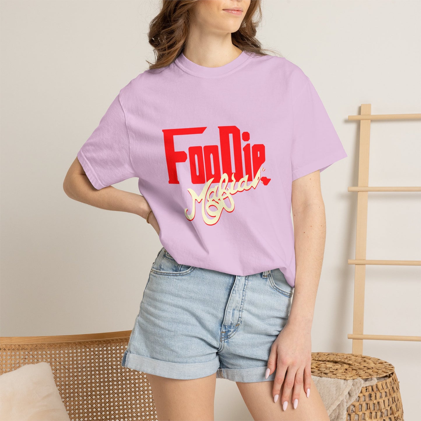 L.O.E.F Red Foodie Mafia Unisex Tee Shirt (Cream)